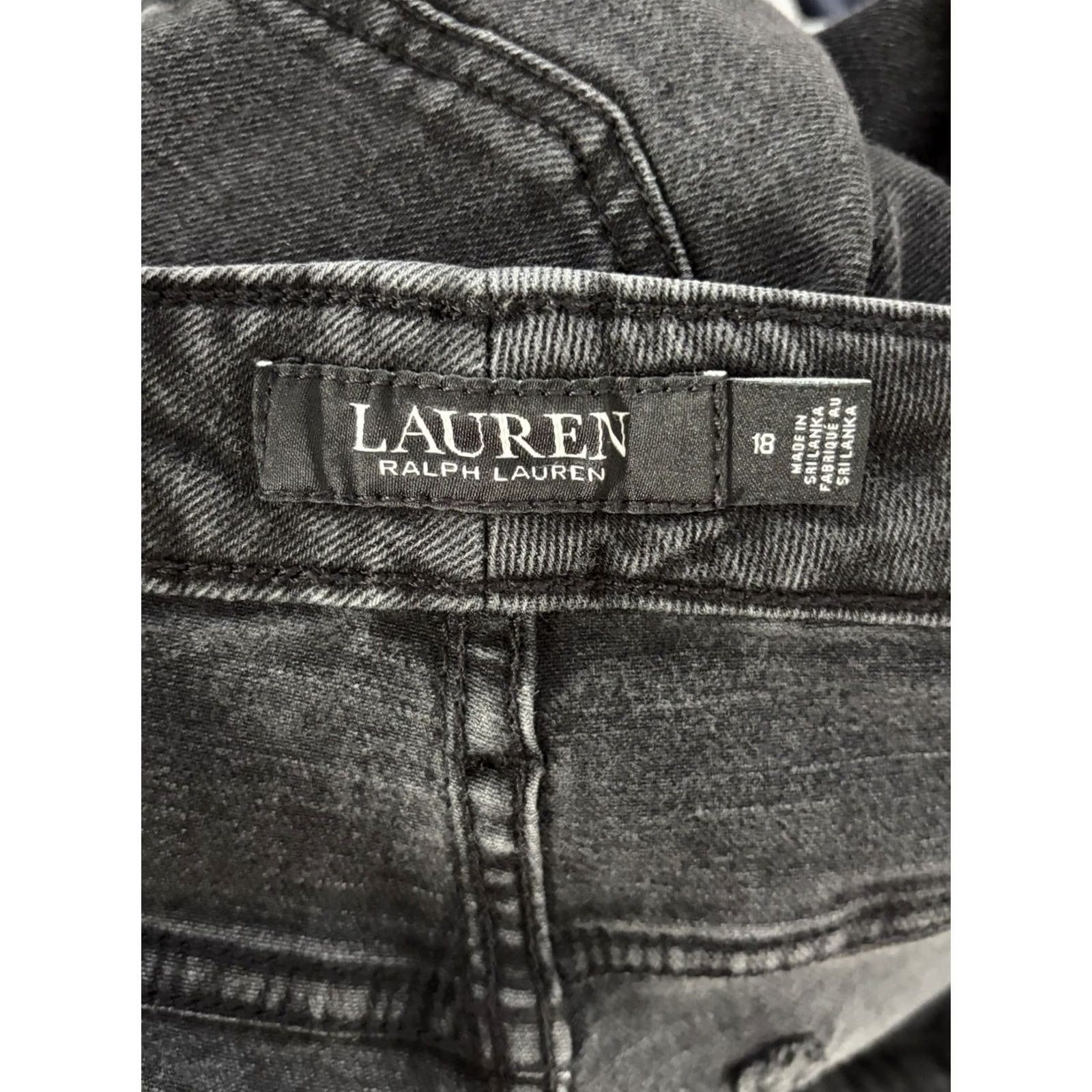 Ralph Lauren Lauren Ralph Lauren Jeans Womens 18 Black Straight High Rise Denim Pants 5-Pocket Logo Zipper Button Stretch Classic Plus Size Type Jeans Girls Womens Size 40" / US 18 - 7 Thumbnail