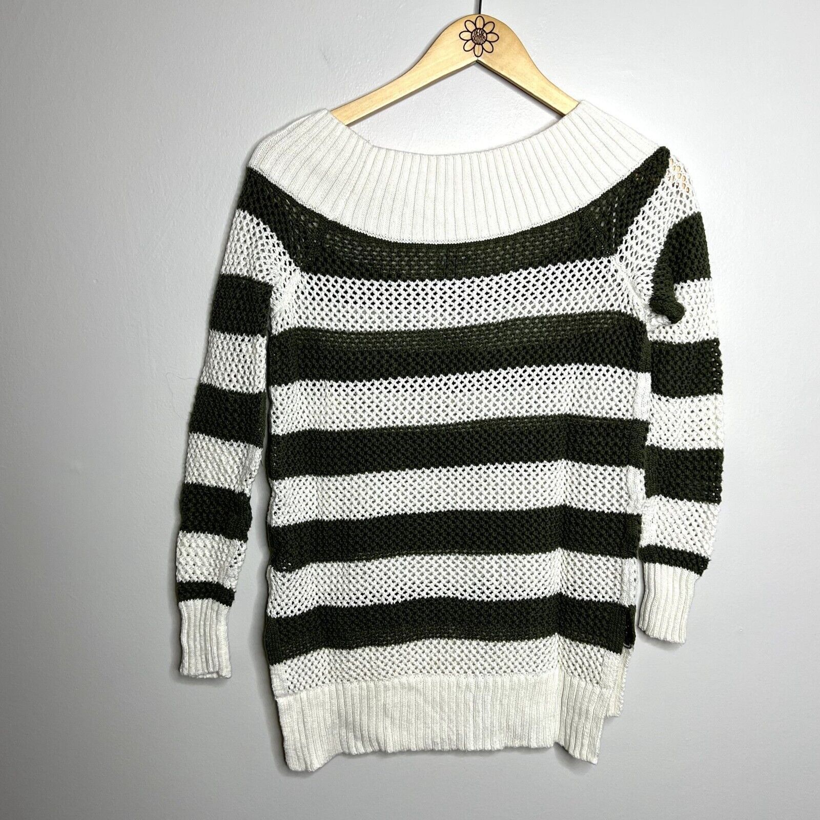 Other Aerie Green Striped Knit Sweater Size M / US 6-8 / IT 42-44 - 5 Thumbnail