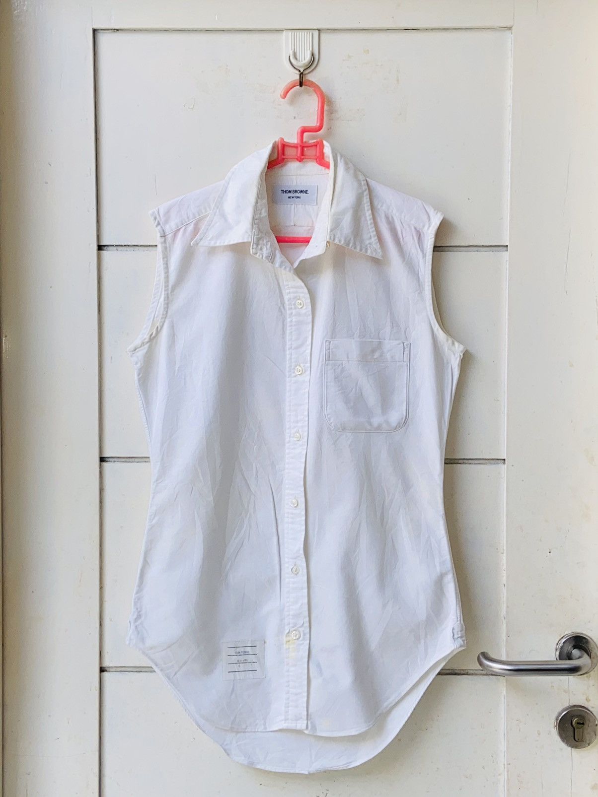 image of Thom Browne White Sleeveless Shirt, Men's (Size Small)
