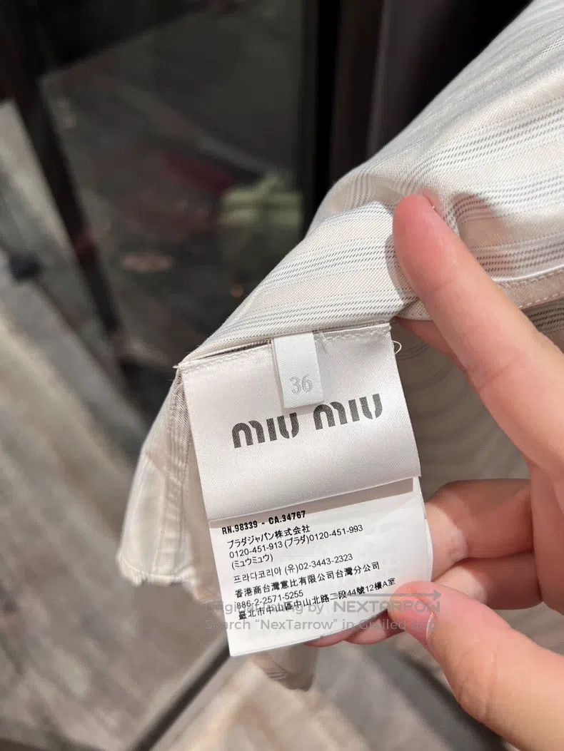 Miu Miu Miu Miu 36 Striped letter embroidered Polo long sleeve shir Size S / US 4 / IT 40 - 5 Thumbnail