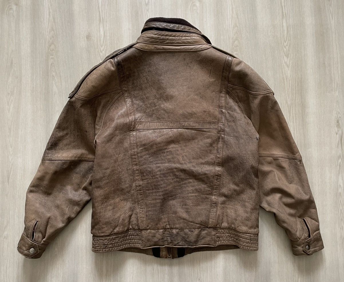 Genuine Leather × Vintage Vintage Brown Leather Bomber Jacket Zip Snap Closure Sz 40 Size US L / EU 52-54 / 3 - 10 Thumbnail