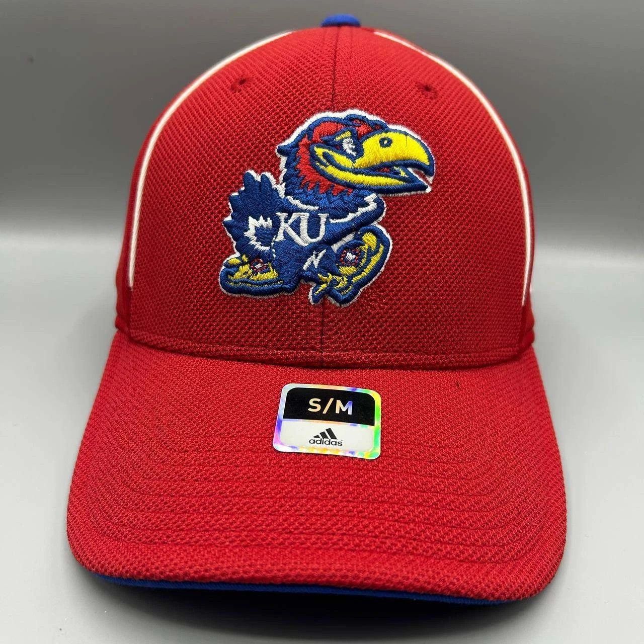 Adidas Kansas Jayhawks Hat Men S-M Embroidered Stretch Fitted Size ONE SIZE - 1 Thumbnail