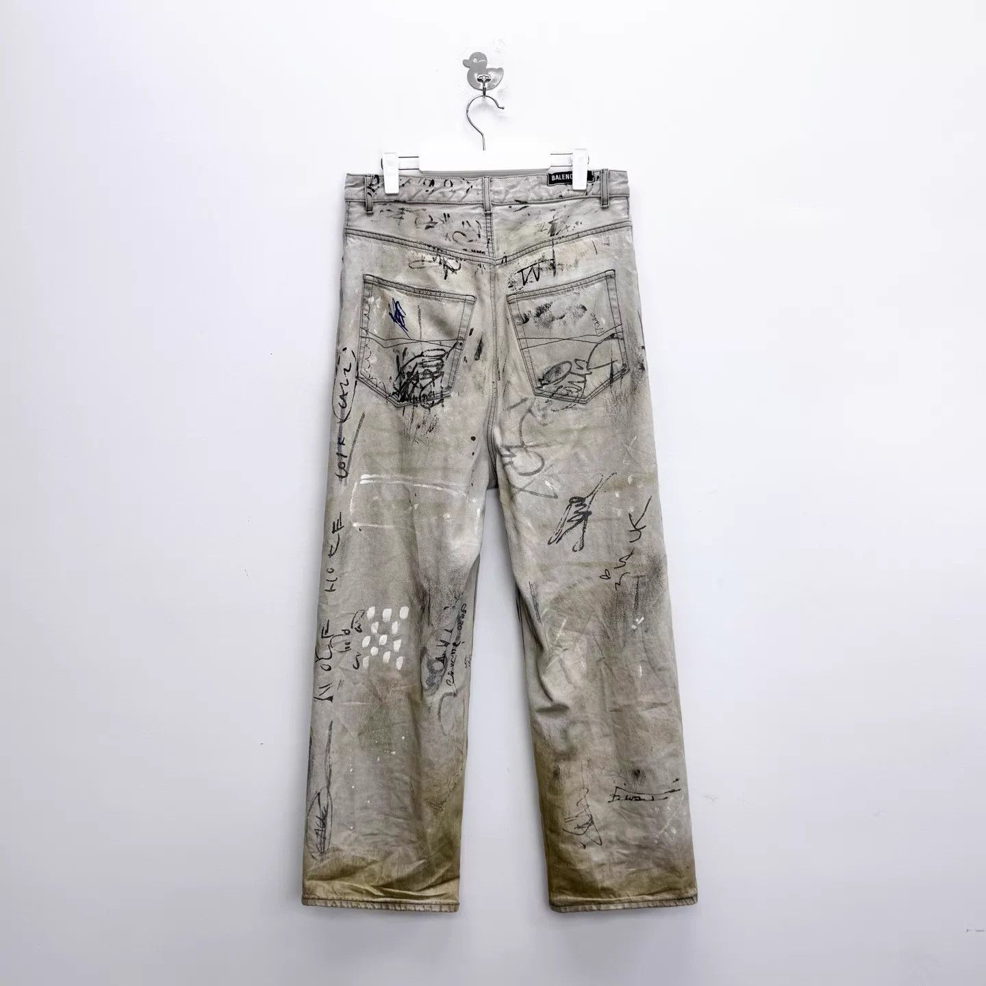 Balenciaga Balenciaga FW23 White Washed Graffiti Muddy Denim XS/OS Size US 27 - 2 Thumbnail