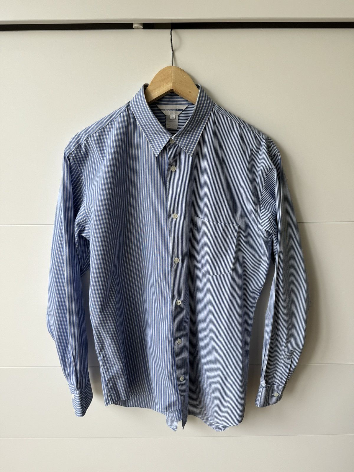 image of Comme Des Garcons Shirt Striped Patchwork Shirt (Ss09), Men's (Size Large)