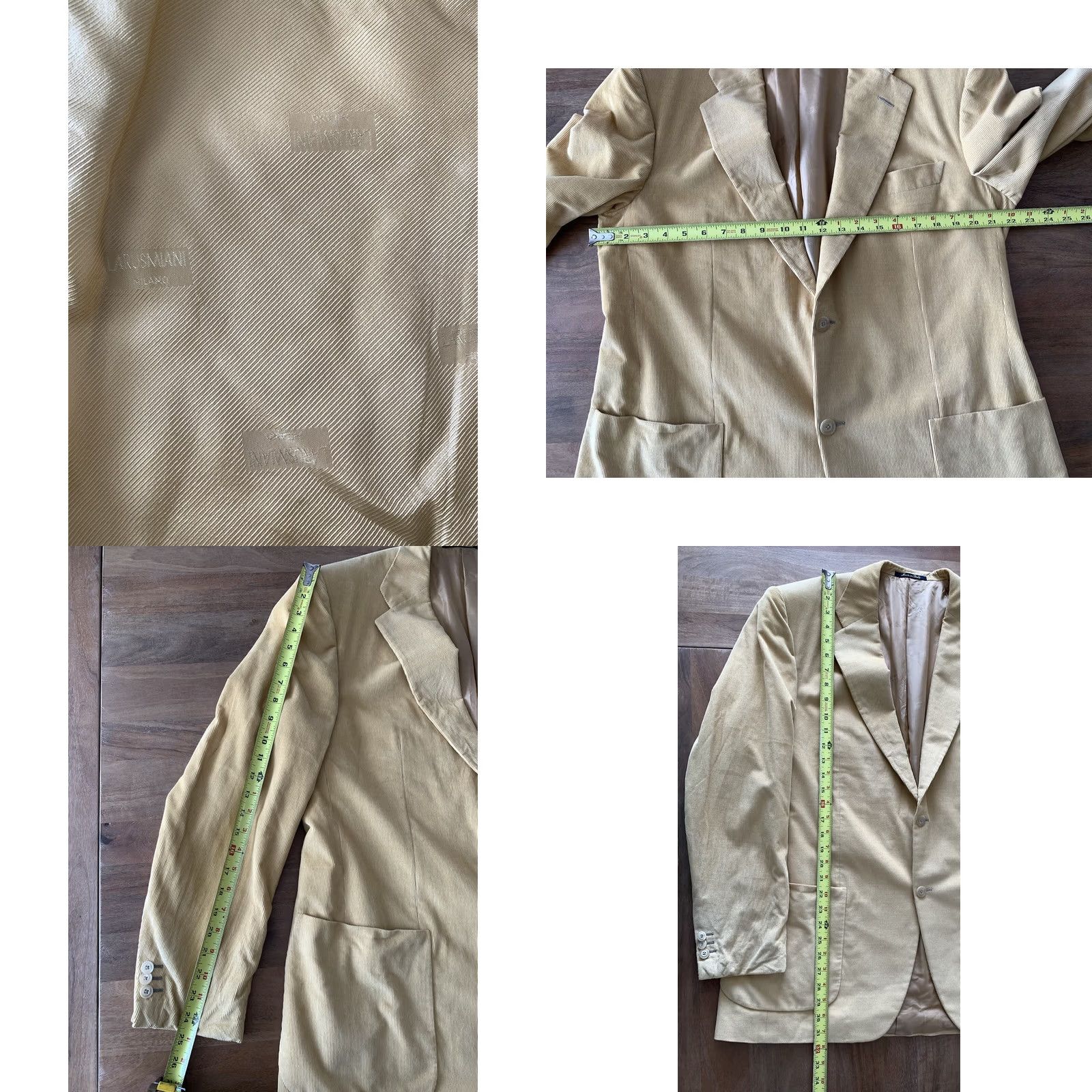 Vintage Larusmiani Milano Corduroy Jacket Luxury Designer Mens 54 (44R US) Yellow Sport Coat Classic Italian Size US S / EU 44-46 / 1 - 8 Thumbnail