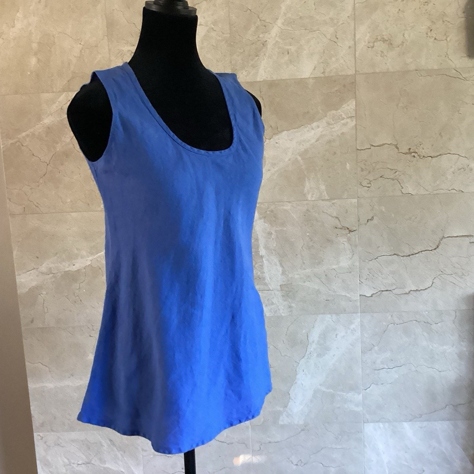 FLAX FLAX Women’s Linen Fundamental Tank, Sz 4-6 Blue Lagenlook Size S / US 4 / IT 40 - 4 Thumbnail