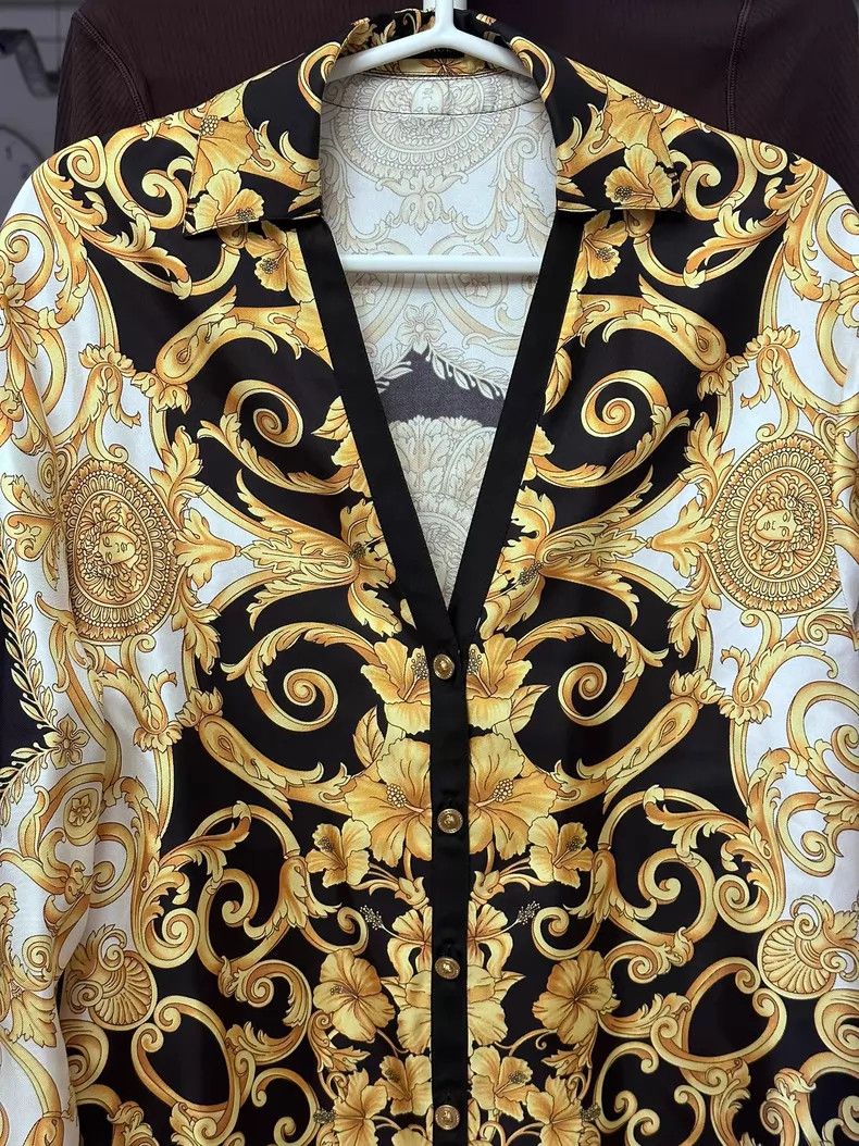 Versace Versace Gold baroque print shirt Size US 36 / EU 52 - 6 Thumbnail