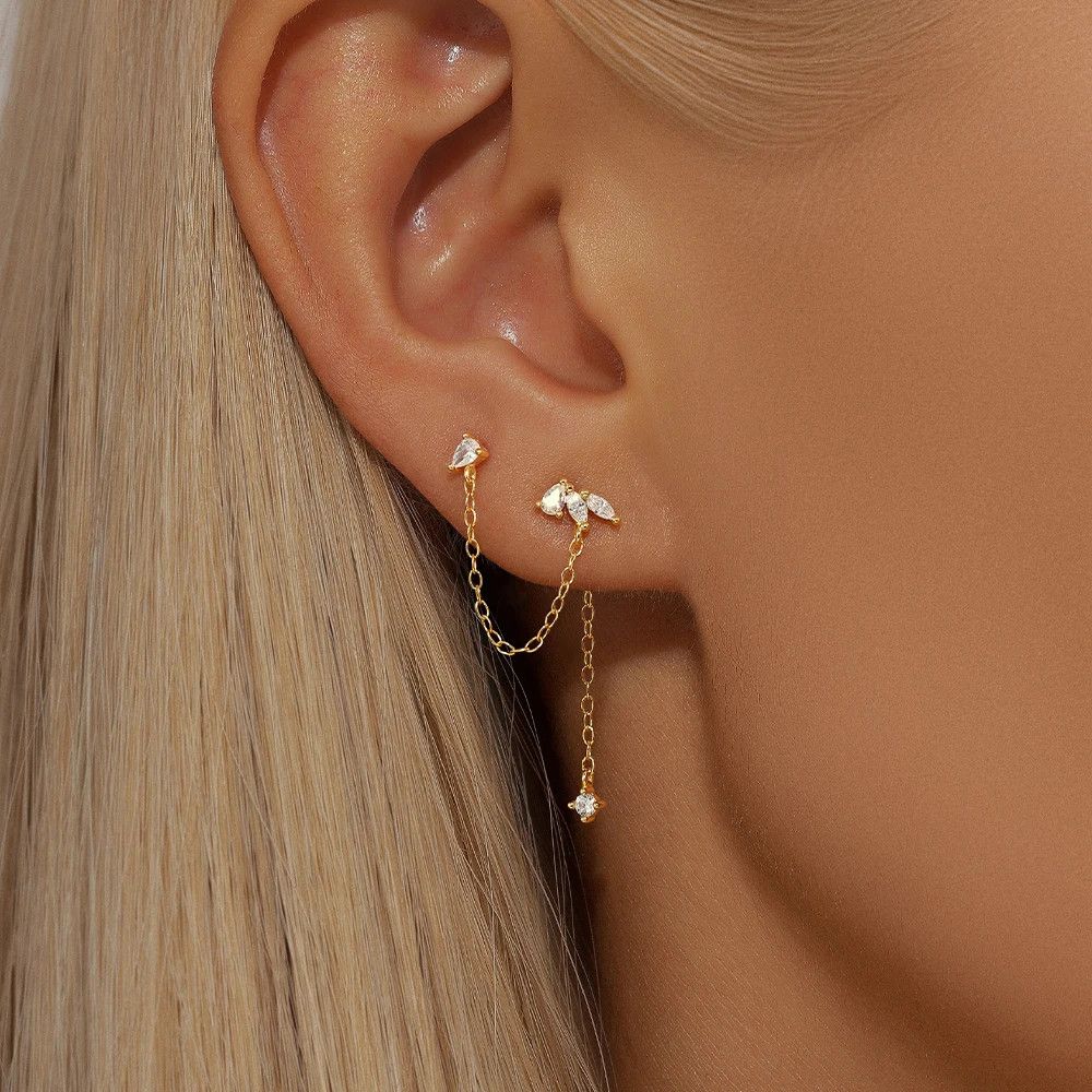 Jewelry Dangle Chain Earrings 925 Sterling Silver Ear Jewelry Gift Size ONE SIZE - 2 Thumbnail