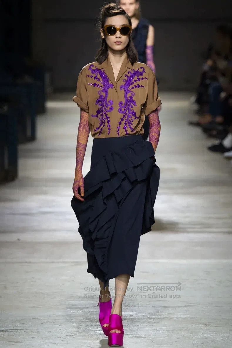 Dries Van Noten Dries Van Noten Runway Collection Midi Skirt Size 35" - 7 Thumbnail