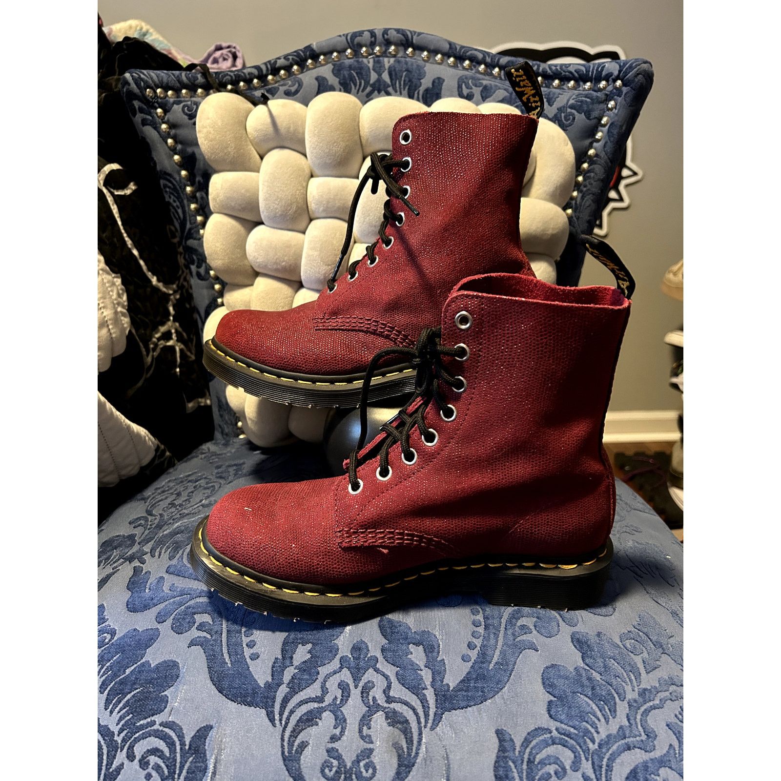 Dr. Martens Dr Martens 1460 Pascal Cherry Red Gliter Canvas size 8/EU 39 Size US 8 / IT 38 - 2 Thumbnail