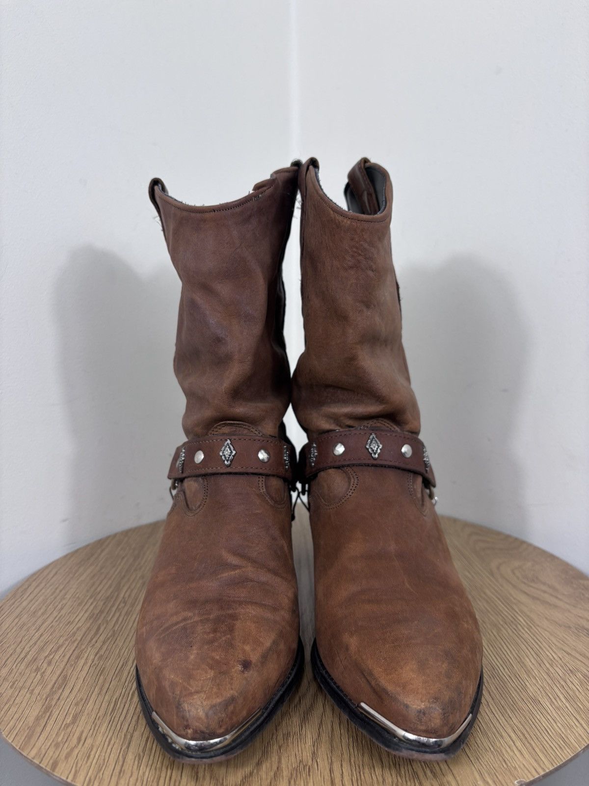Cowboy Equipment Code West Vintage Women’s Brown Leather Western Cowboy Boots Size US 8.5 / IT 38.5 - 8 Thumbnail