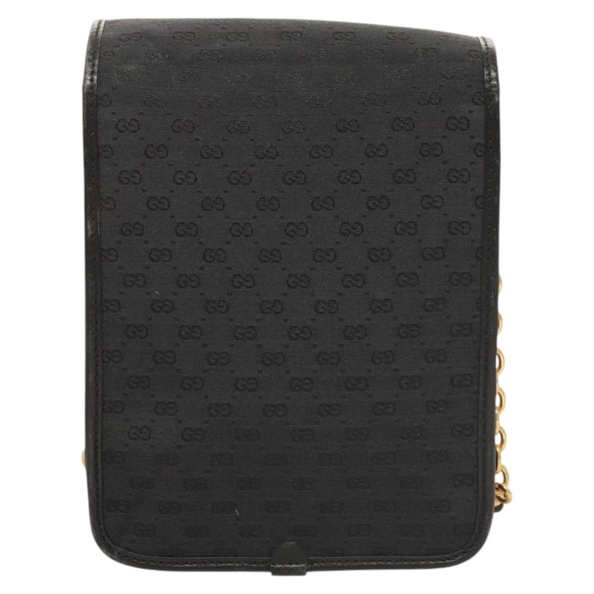 Gucci GUCCI Micro GG Canvas Bamboo Shoulder Bag Pvc Black Gold Size ONE SIZE - 3 Thumbnail