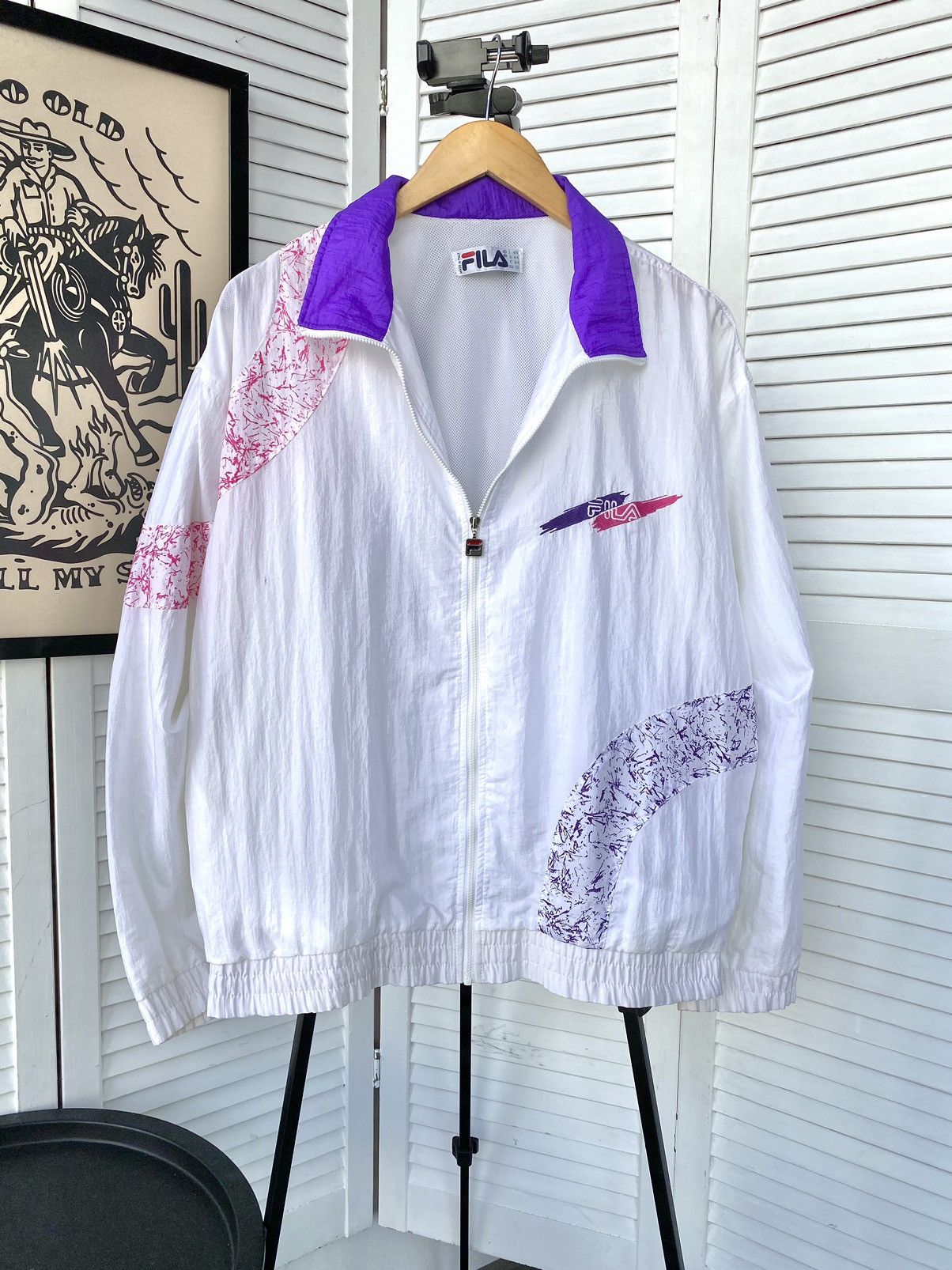 Fila × Vintage Vintage FILA Track Retro Jacket Nylon 90s Abstract Print Size US M / EU 48-50 / 2 - 1 Thumbnail