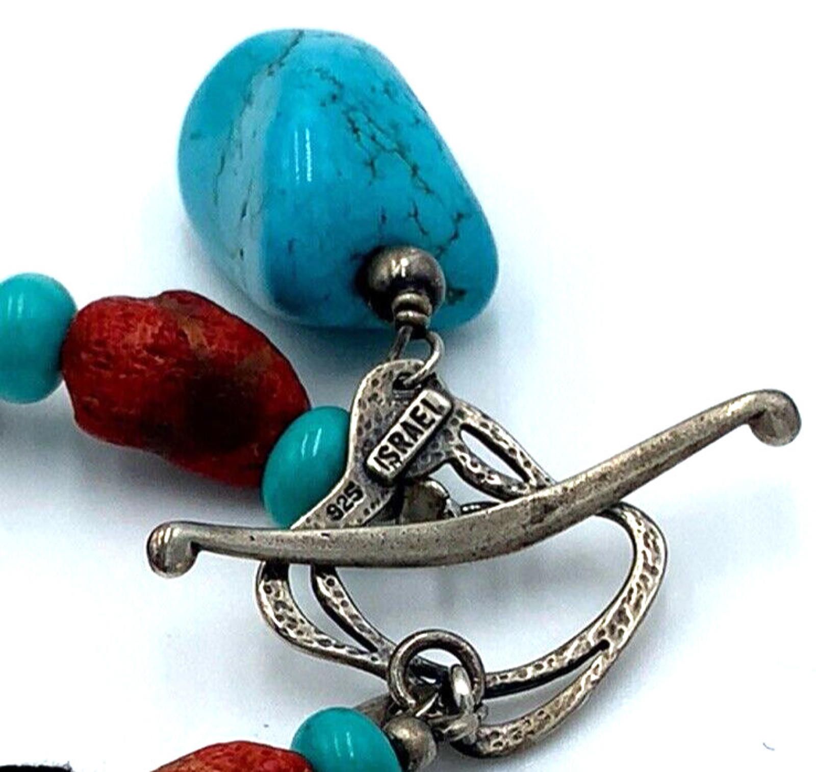 Other Avi Soffer Israel 925 Silver Turquoise Coral Necklace NWT Size ONE SIZE - 3 Thumbnail