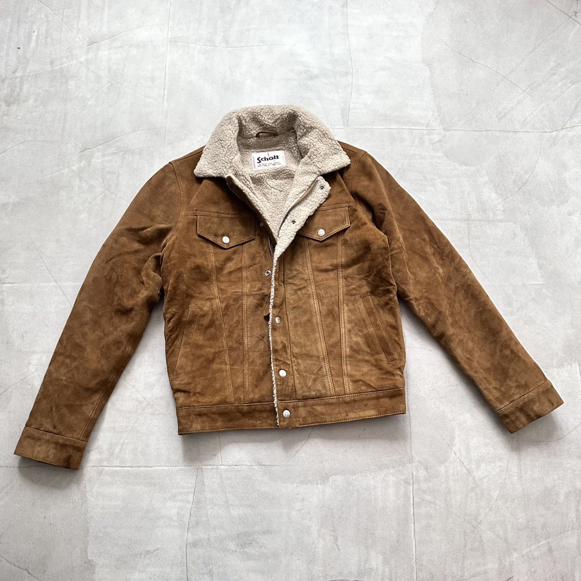 Schott Schott NYC Goat Suede Rancher Trucker Jacket Sherpa Avirex Size US S / EU 44-46 / 1 - 5 Thumbnail