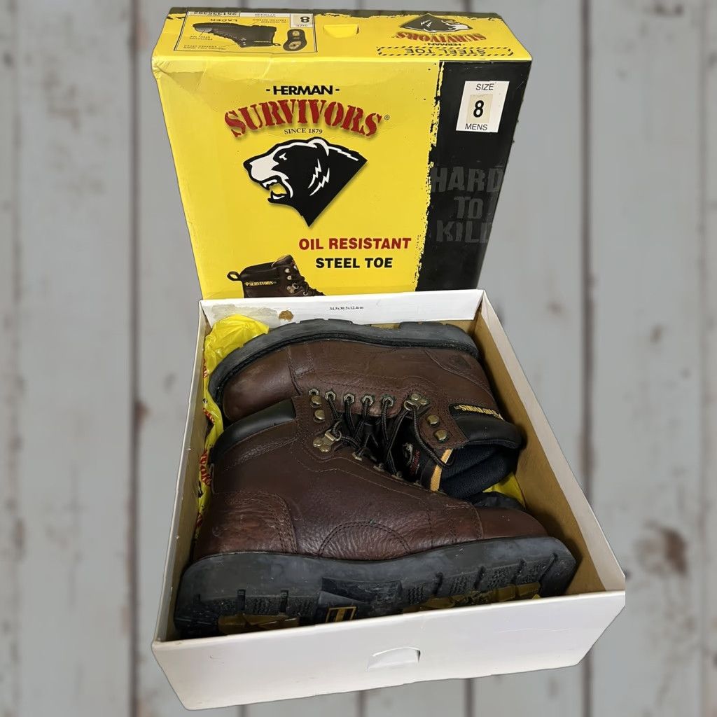 Ben Sherman Mens Herman Survivors Brown Sz 8 Laced Steel Toe Oil Resistant Work Boots Size US 8 / EU 41 - 1 Thumbnail