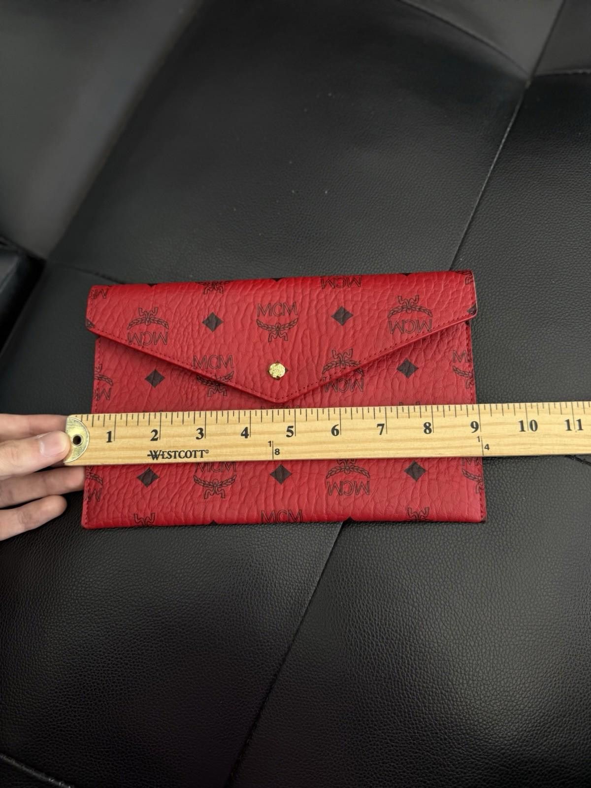 MCM MCM GHW Pouch Clutch Coated Canvas Red 100% Authentic Women Size ONE SIZE - 7 Thumbnail
