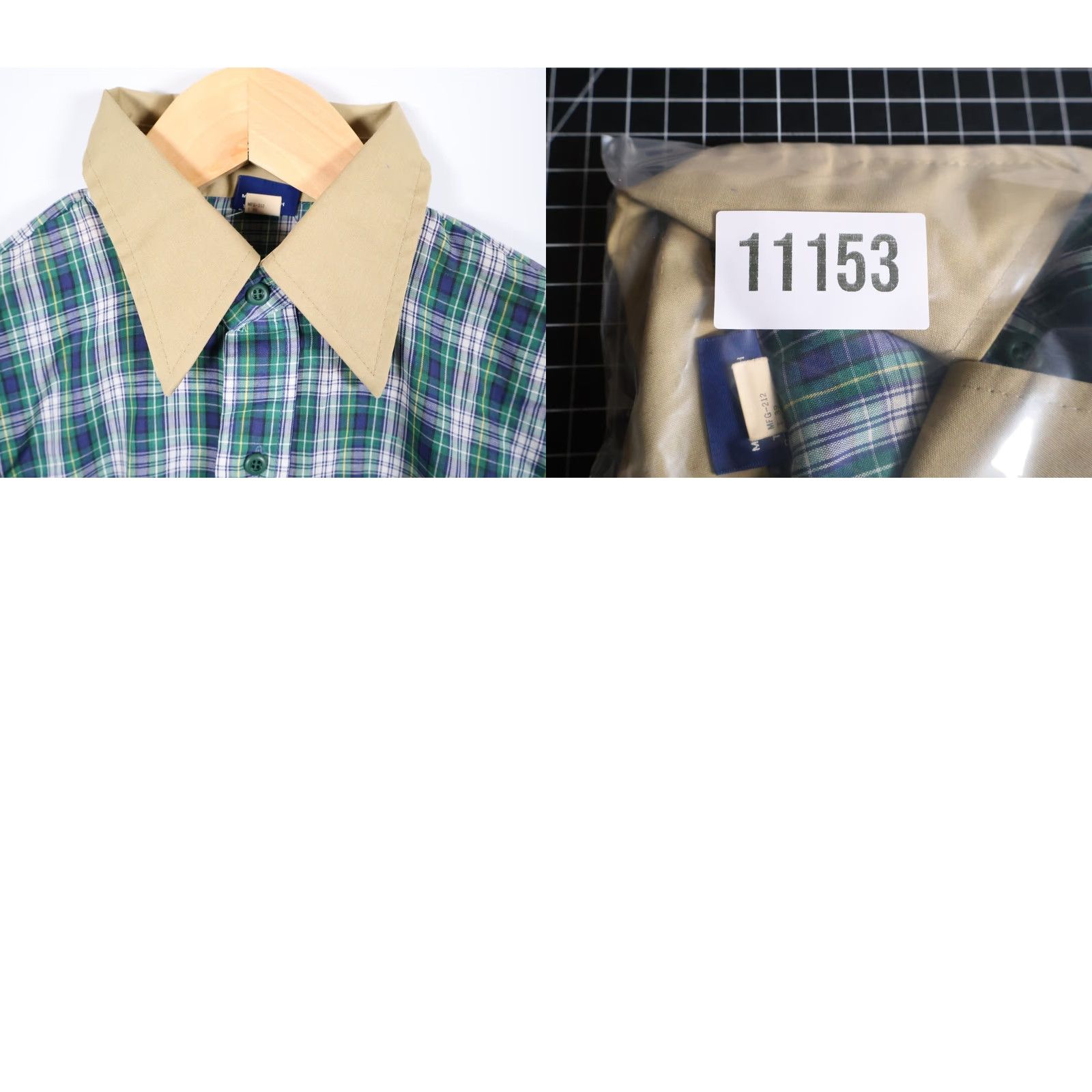 Sears VINTAGE Sears Perma-Prest Shirt Men's Large Green Plaid Contrast Collar Cotton Blend Button-Up Casual Workwear 80s Grunge Mens Size US L / EU 52-54 / 3 - 9 Thumbnail