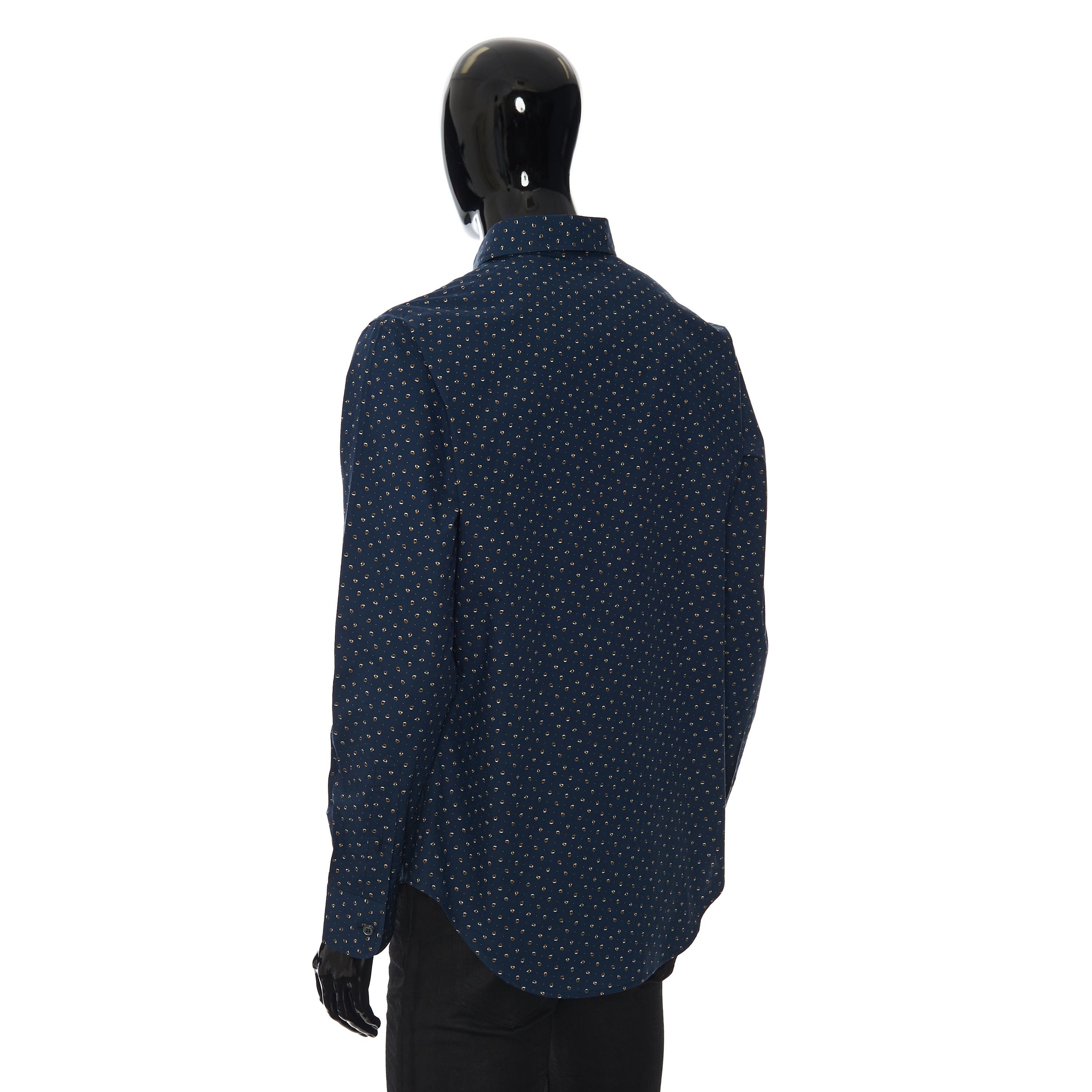 Brioni Longsleeve Fitted Shirt In Dark Blue Printed Cotton Size US M / EU 48-50 / 2 - 4 Thumbnail