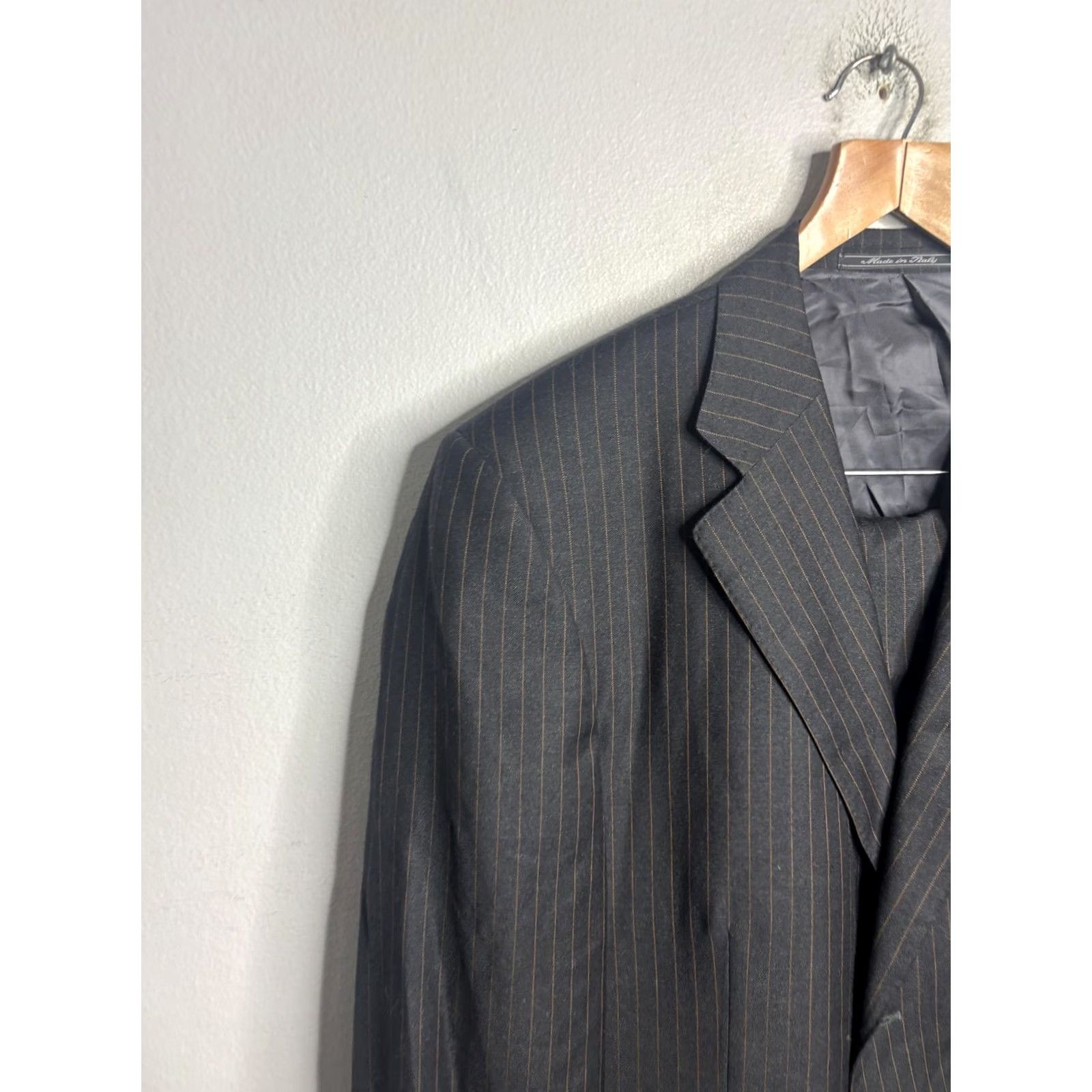 Ermenegildo Zegna Ermenegildo Zegna Suit Mens Charcoal Pinstripe Wool Trofeo Made Italy 2 Piece Size 42R - 2 Thumbnail