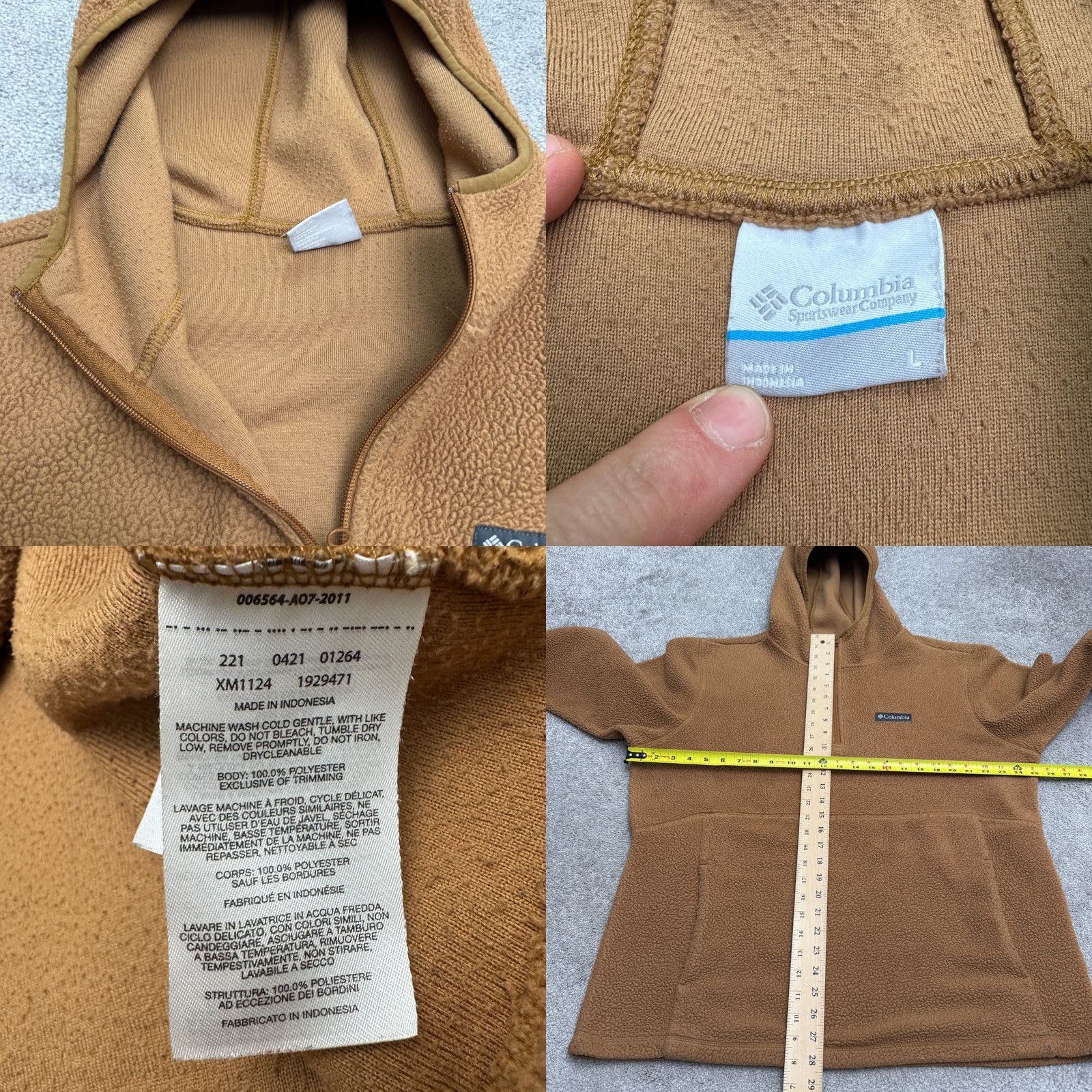 Vintage Columbia Ridge II Fleece Jacket Hooded 1/2 Zip Mens Large Brown Size US L / EU 52-54 / 3 - 8 Thumbnail
