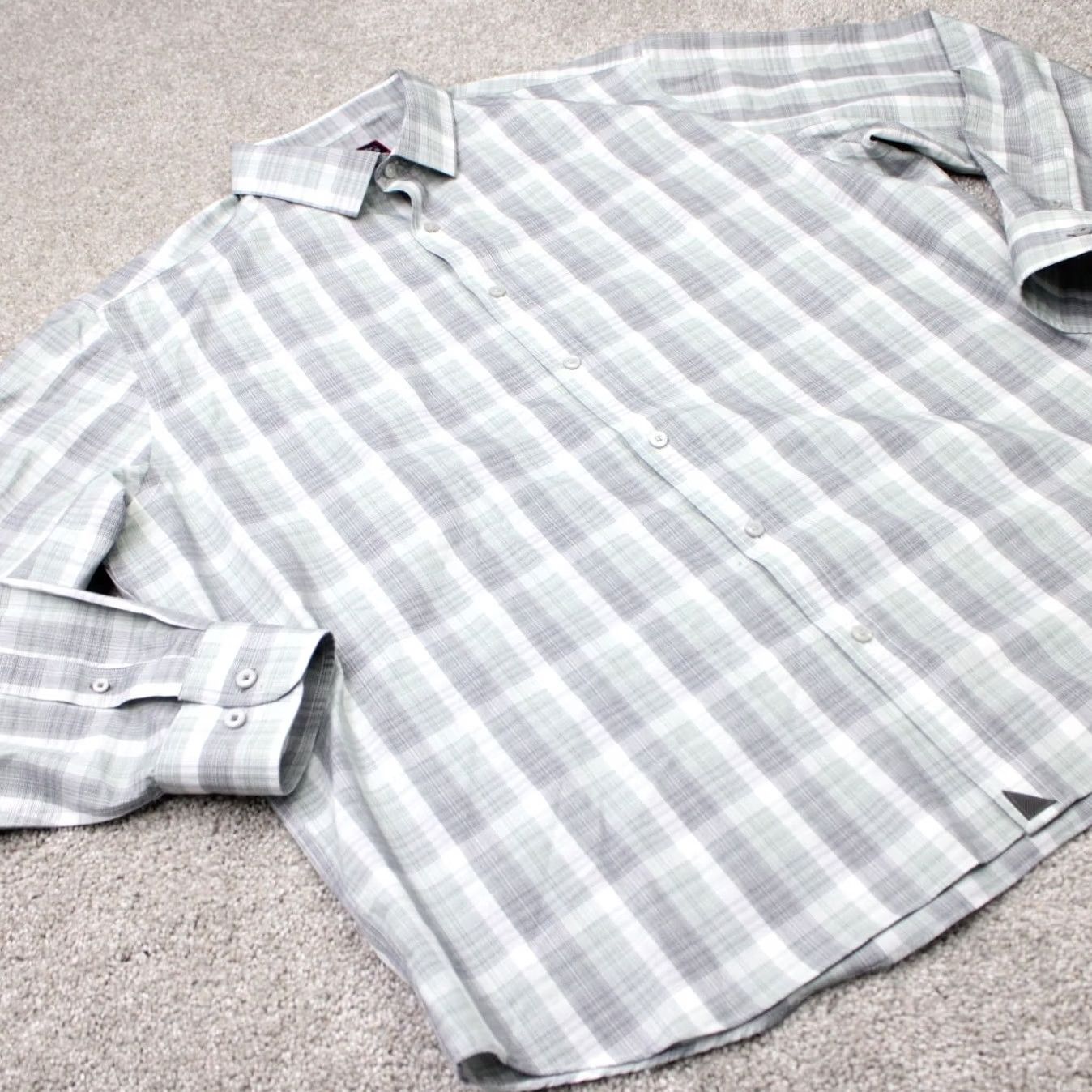 UNTUCKit UNTUCKit Shirt Men 2XL Gray/Blue Collared Button-Up Long Sleeve Cotton Linen Check Regular Fits Mens Size US XXL / EU 58 / 5 - 5 Thumbnail