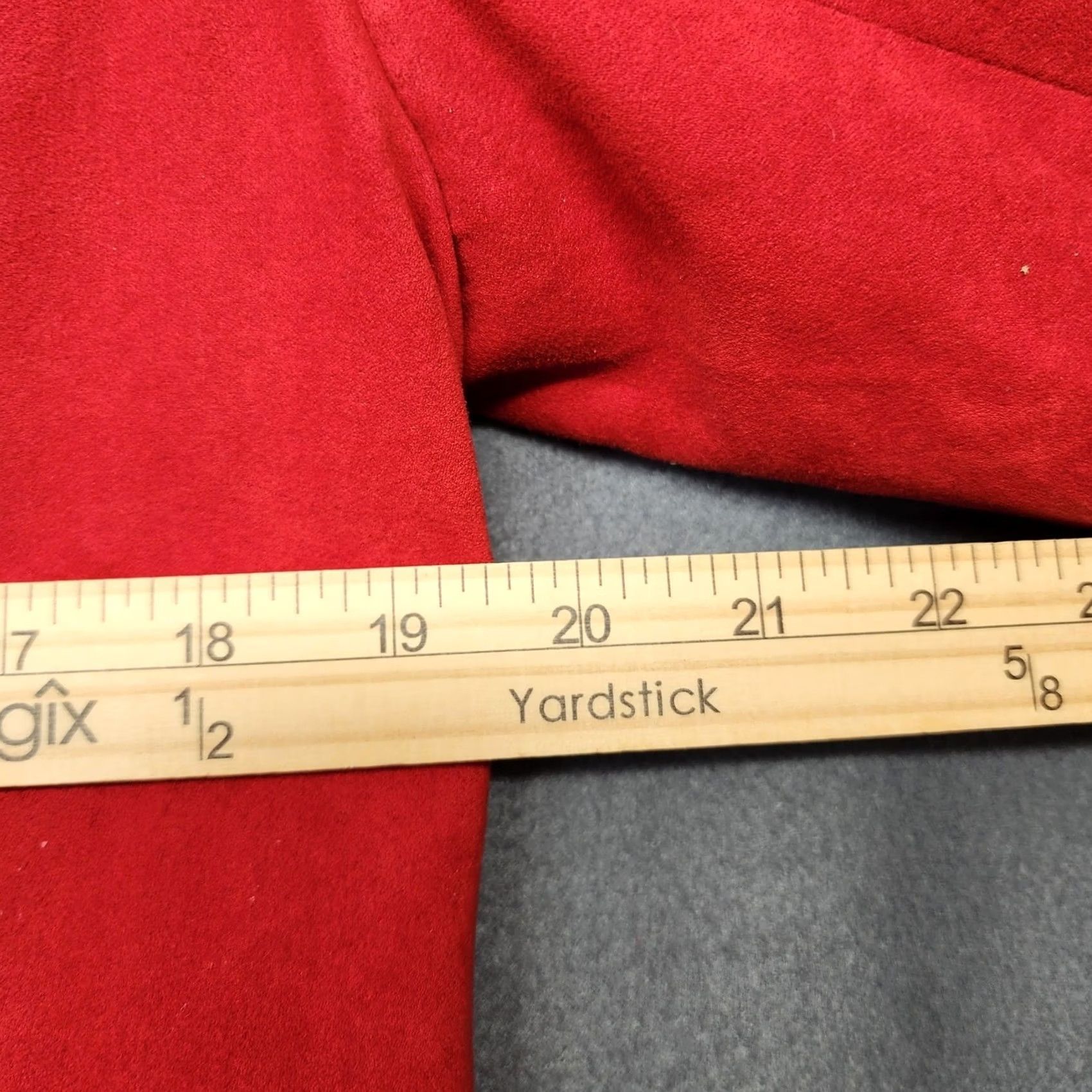 Vintage Studio Works Womens Blazer Jacket 12 Red 3 Button Notch Lapel Lined Faux Vegan Suede Classic Holiday Size XL / US 12-14 / IT 48-50 - 6 Thumbnail
