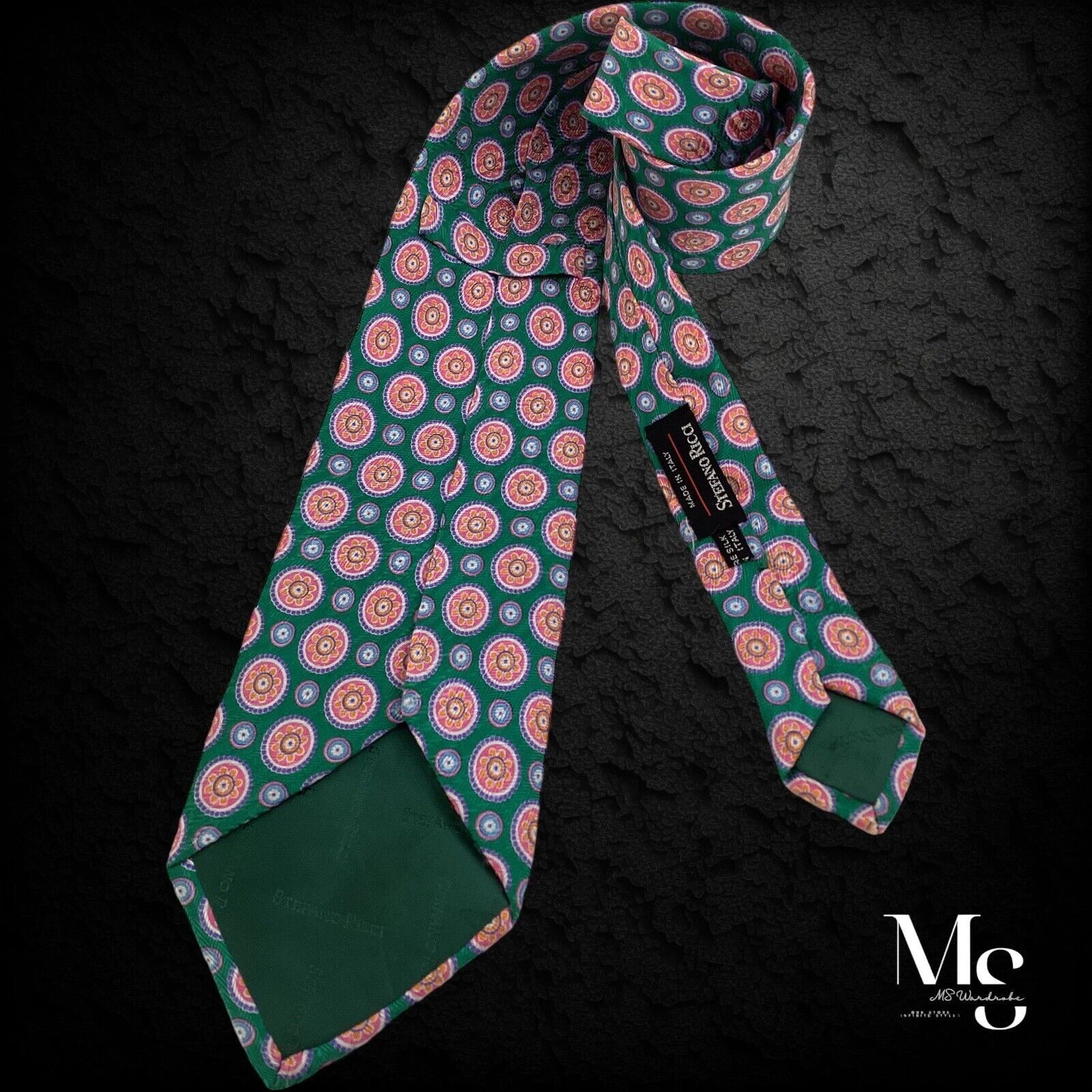 Stefano Ricci STEFANO RICCI Green Medallion Luxury Silk Tie Made In Italy Size ONE SIZE - 2 Thumbnail