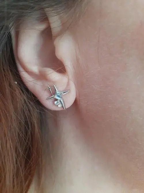VIBE STAR Glitter Silver Earrings Size ONE SIZE - 5 Thumbnail