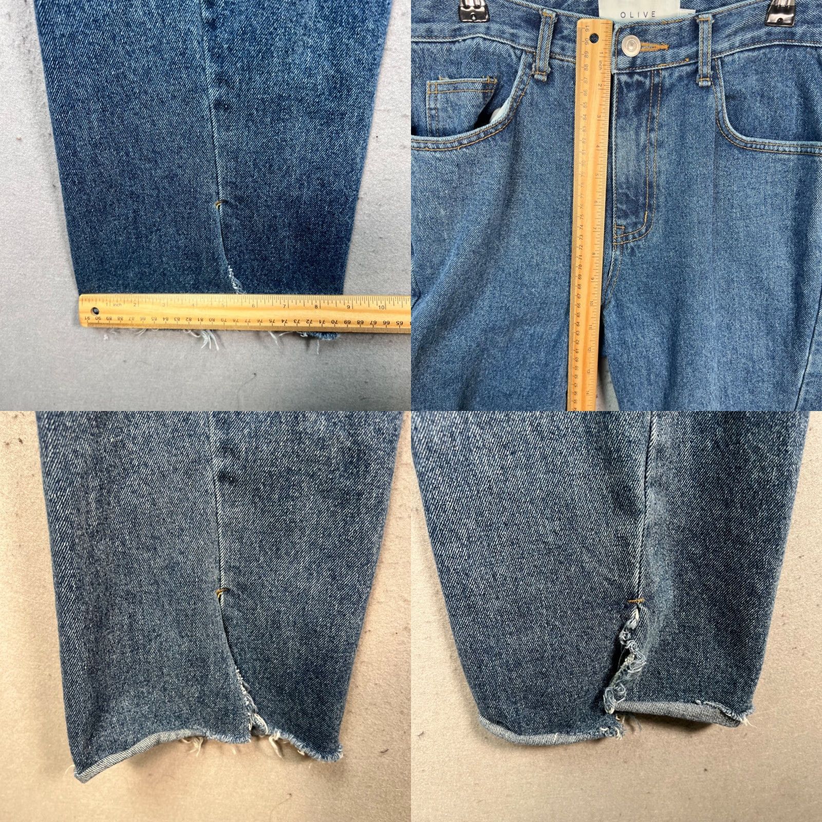 Olive Olive Womens Medium Blue High-Waisted Straight Denim Jeans w/ Raw Hem Size 32" / US 10 / IT 46 - 8 Thumbnail