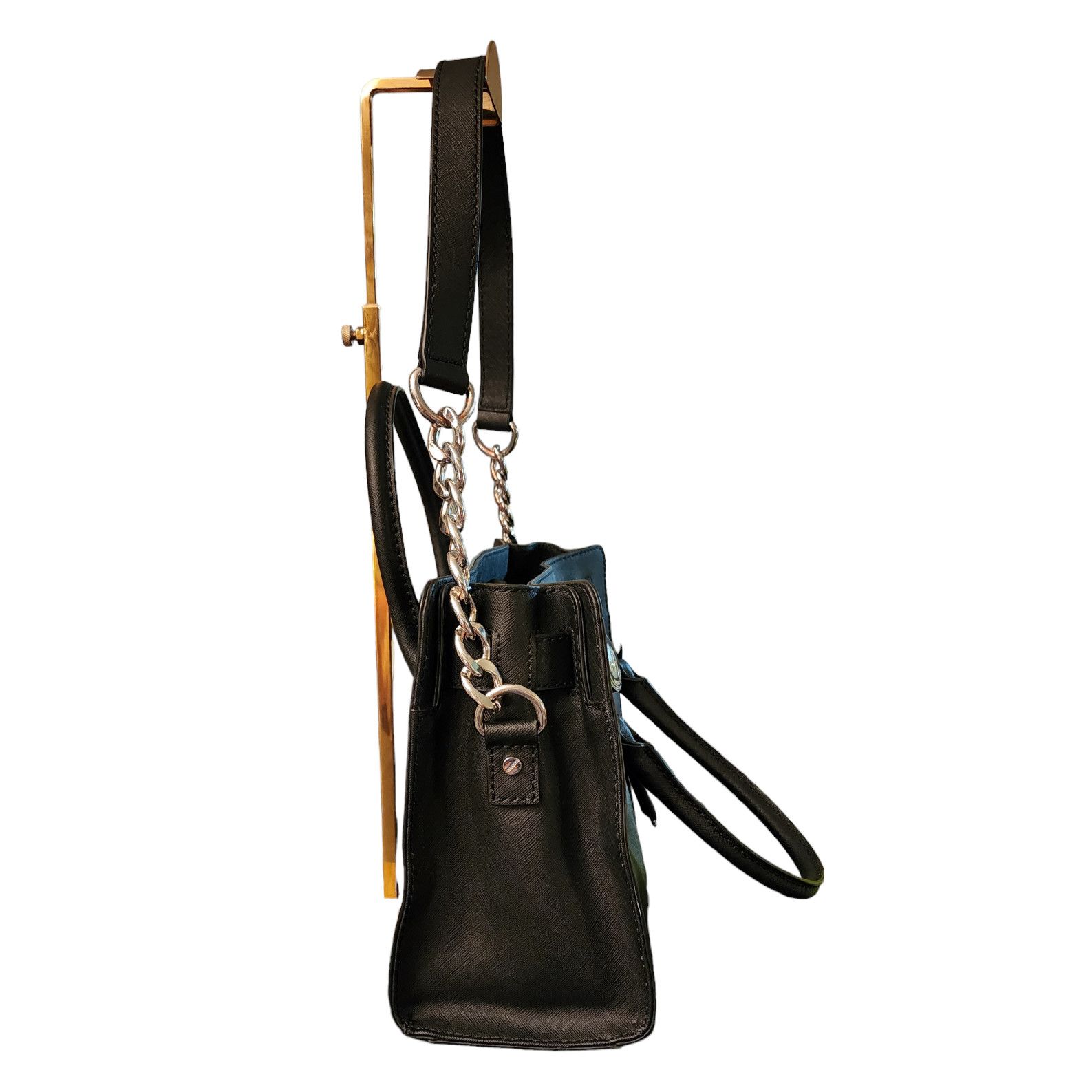 Michael Kors MICHAEL KORS HAMILTON LEATHER BLACK SATCHEL SHOULDER BAG Size ONE SIZE - 8 Thumbnail