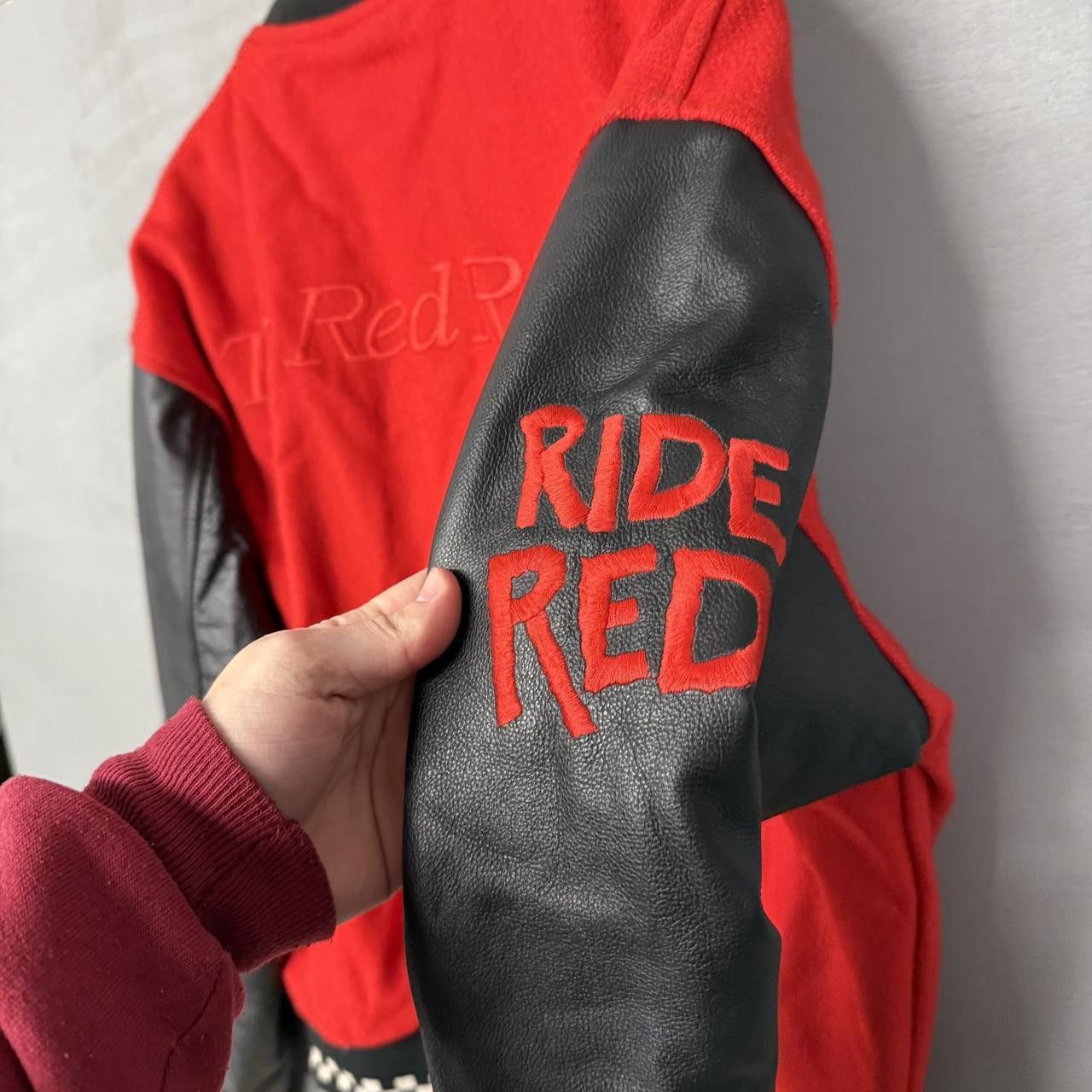 Honda Vintage Honda Red Riders Leather / Wool Bomber Jacket Medium Size US M / EU 48-50 / 2 - 4 Thumbnail