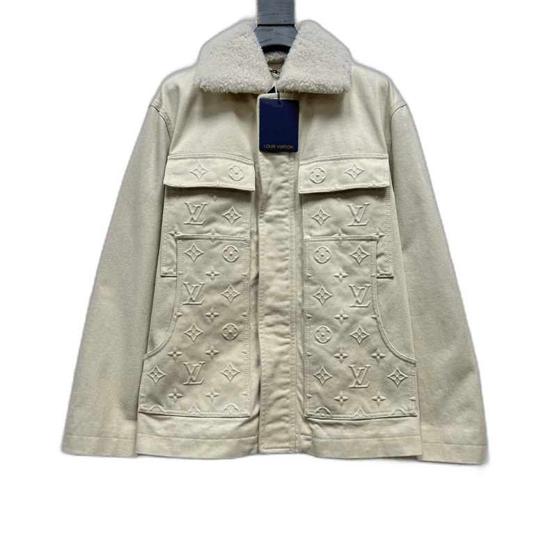 Louis Vuitton Louis Vuitton White Embossed Logo Jacket - dmc Size M / US 6-8 / IT 42-44 - 1 Thumbnail
