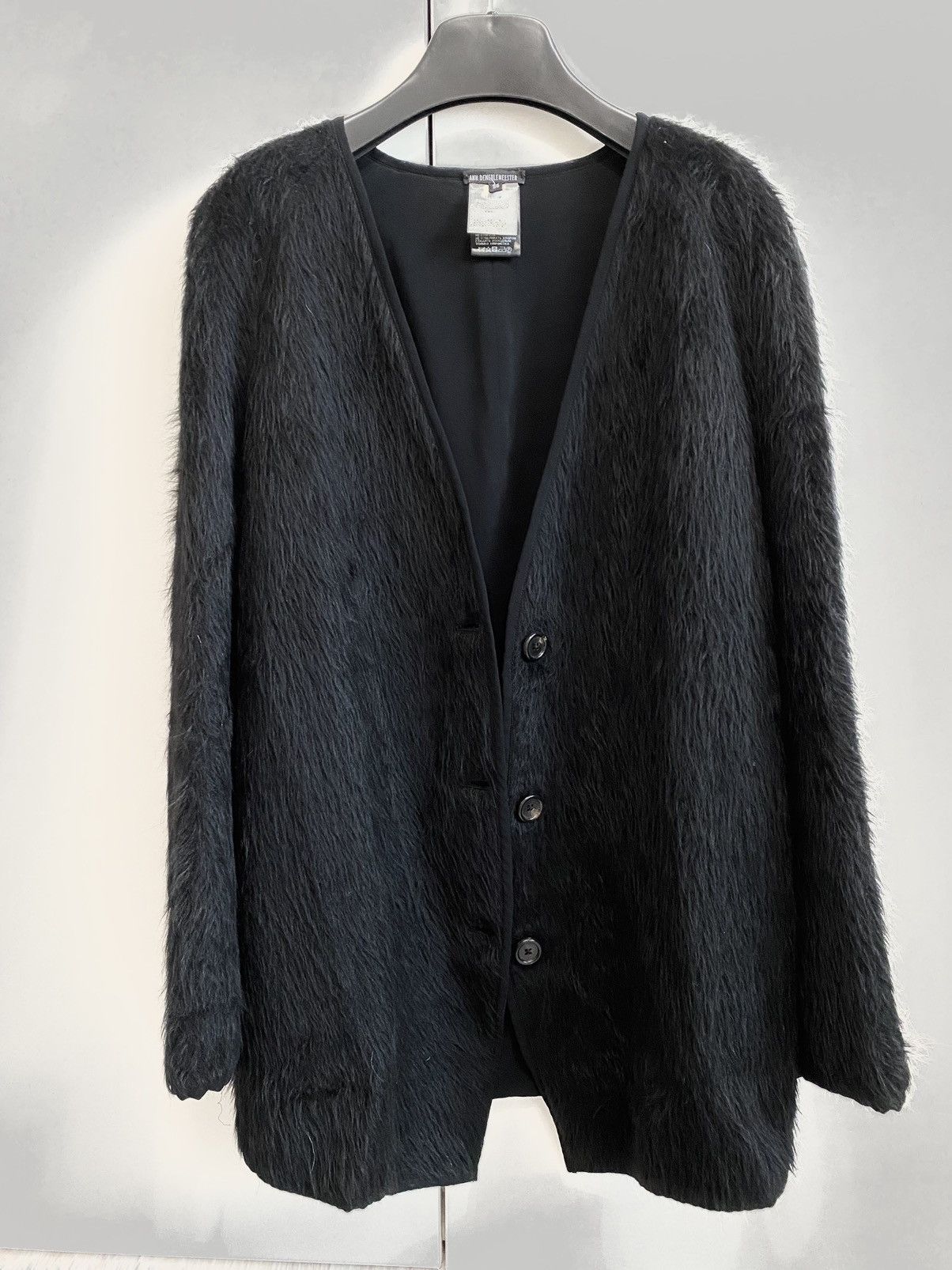 Pre-owned Ann Demeulemeester Wool Mohair Reversible Cardigan By  In Black