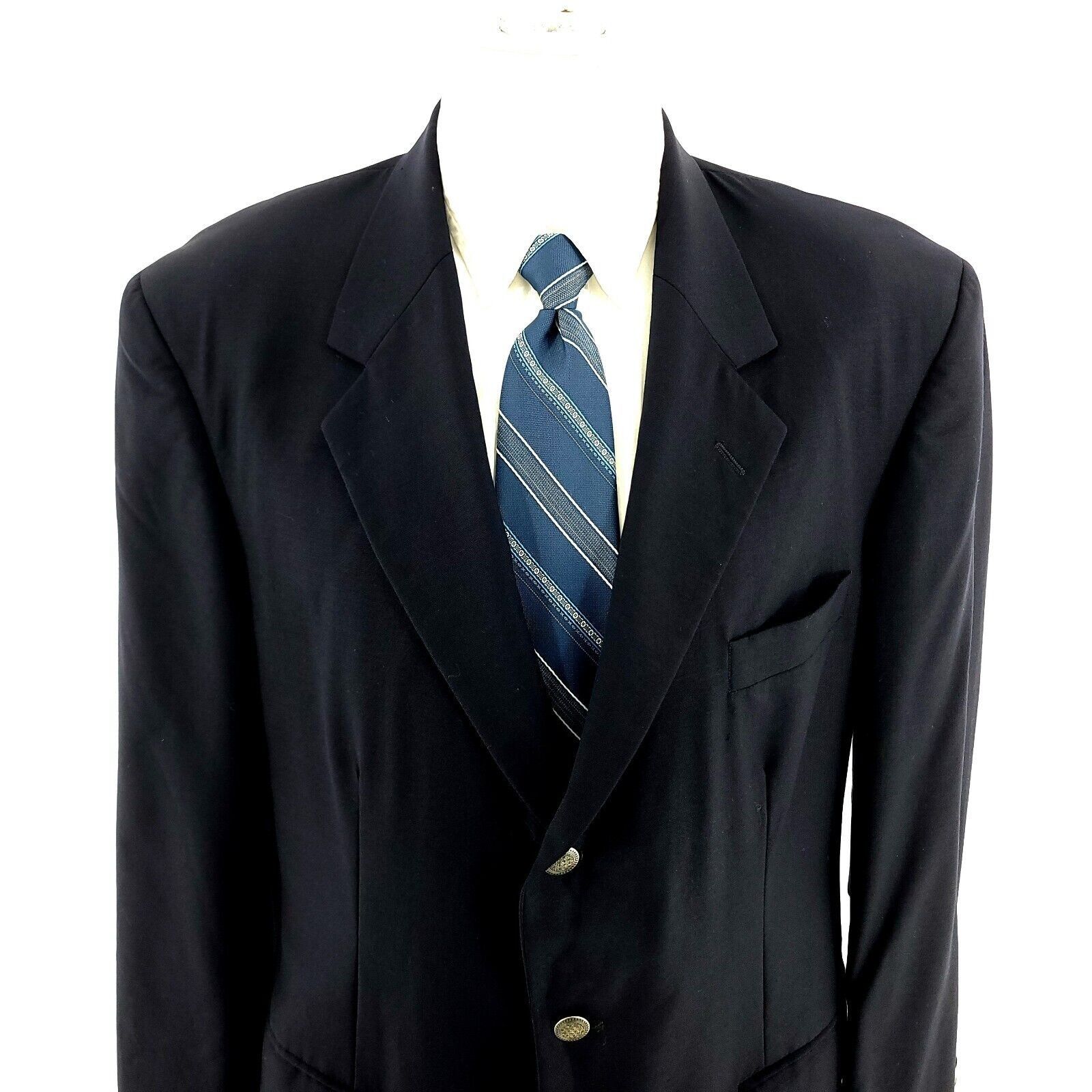 Savile Row DAMAGED Savile Row Wool 3 Gold Button Blazer 42R Blue Size 42R - 1 Thumbnail