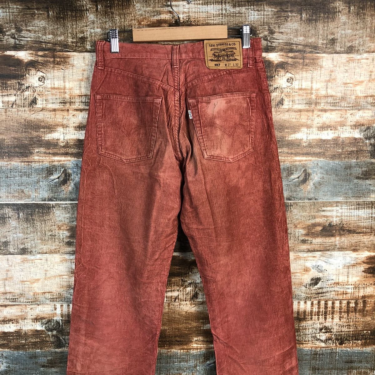 Levi's DL Levis 557 Red Corduroy vintage Pants #C101 Size US 27 - 12 Thumbnail