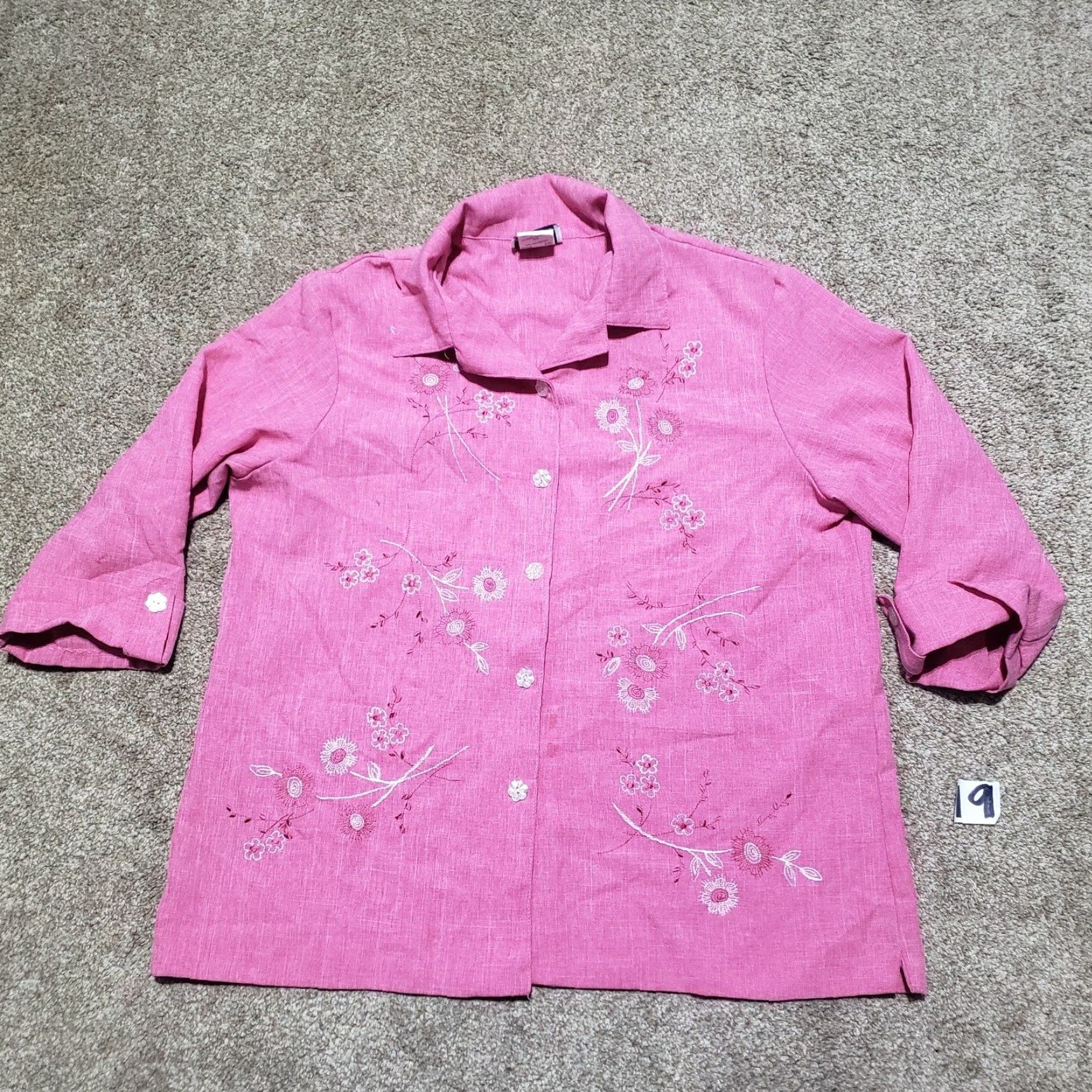 Pinko Nikki Shirt Women's Adult Size 14 Pink Floral Button-Up Dressy Formal Collared Short Sleeve Modern Flower 14 Womens Size XL / US 12-14 / IT 48-50 - 2 Thumbnail