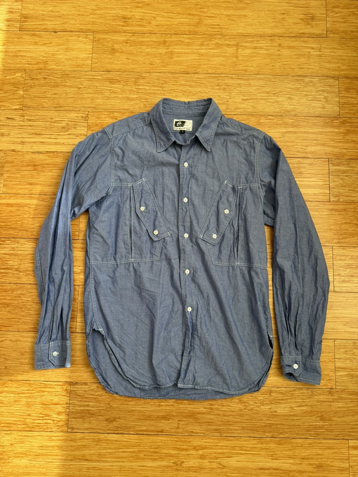Engineered Garments Blue Chambray Field Shirt Size US L / EU 52-54 / 3 - 1 Thumbnail