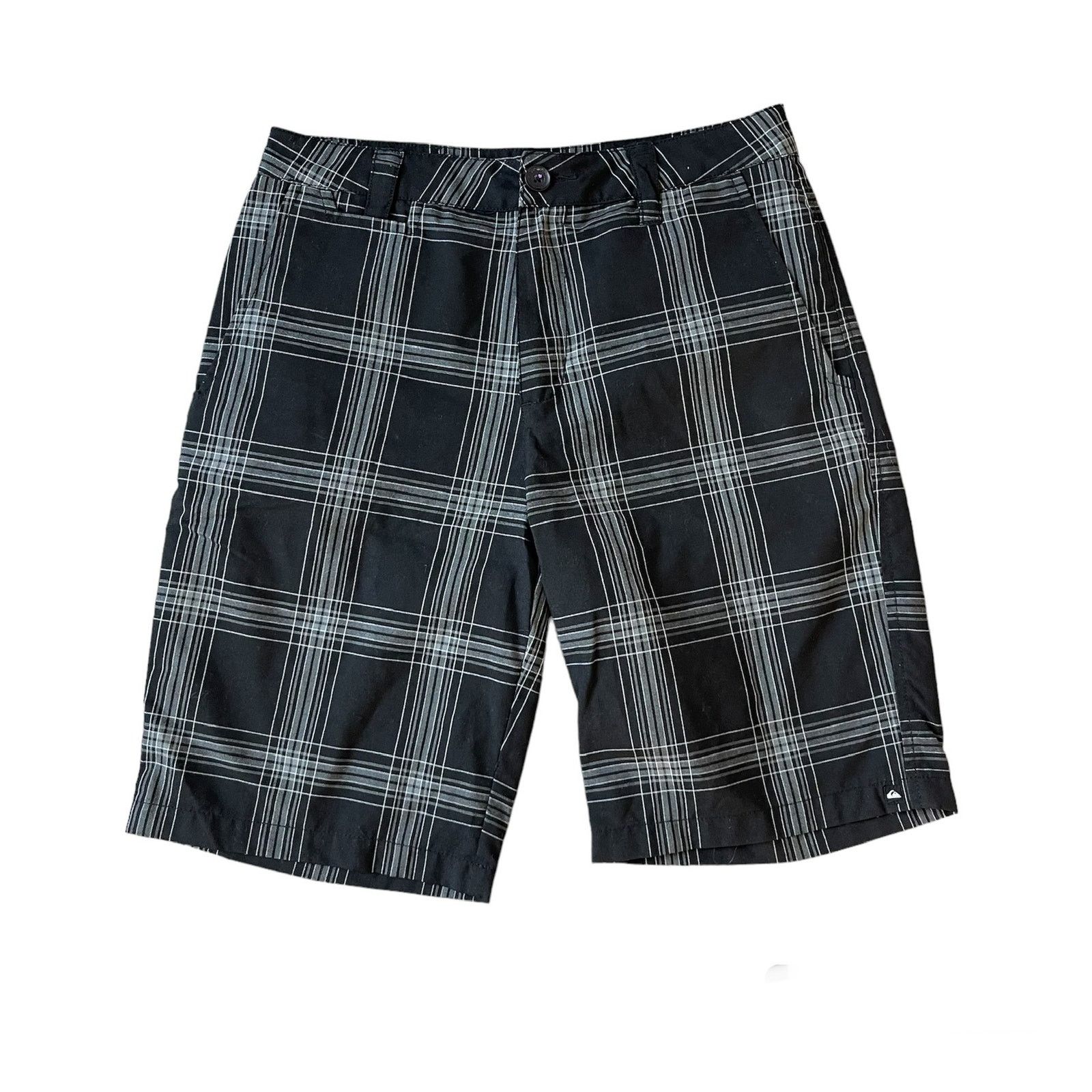 Quiksilver Men's Quicksilver Black Gray Plaid Flat Front Casual Shorts Size US 30 / EU 46 - 1 Thumbnail