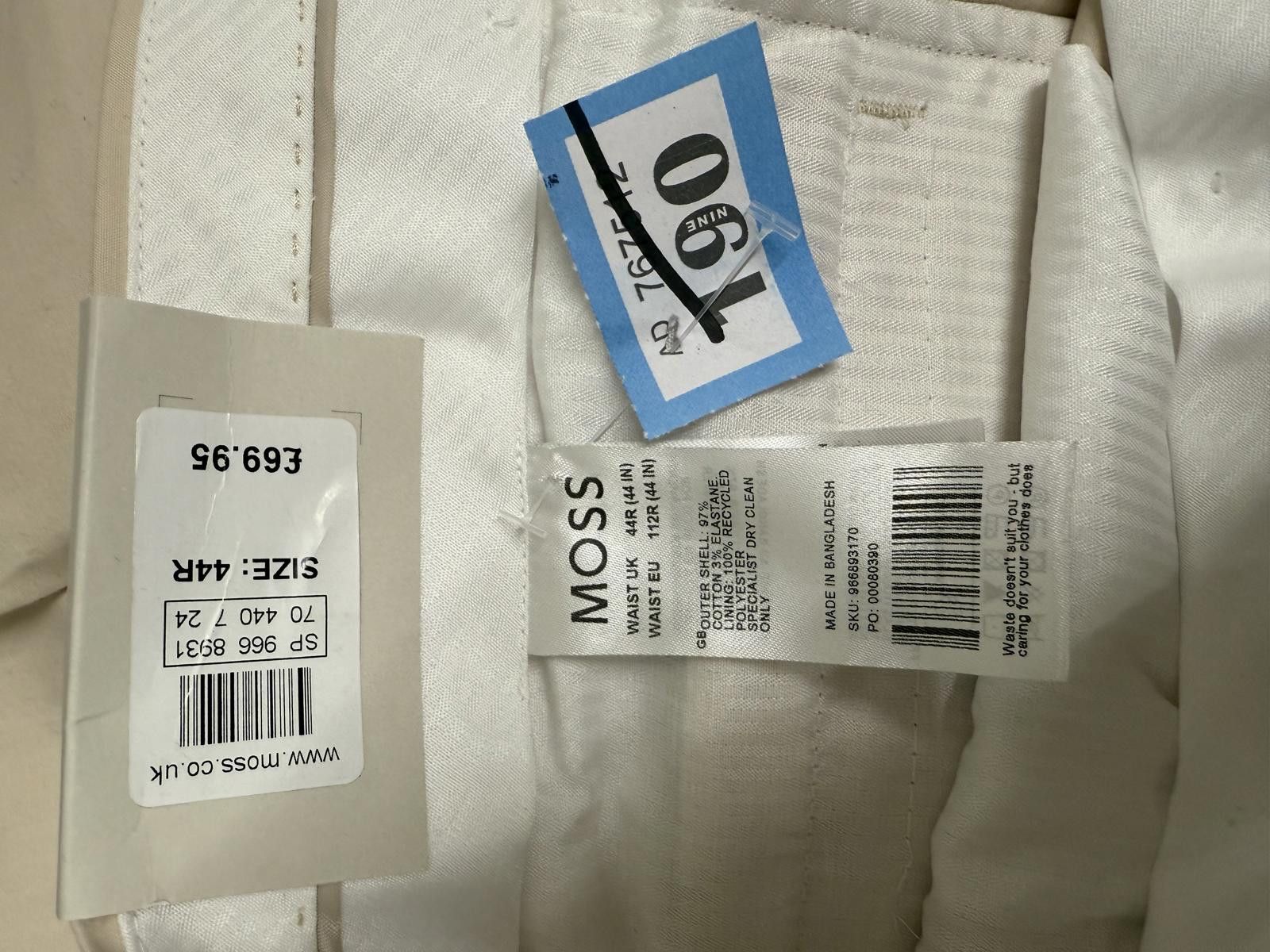 Moss Beige Women's Cream Chino Pants with Side Buckle Detail Size 42" / US 20 - 4 Thumbnail