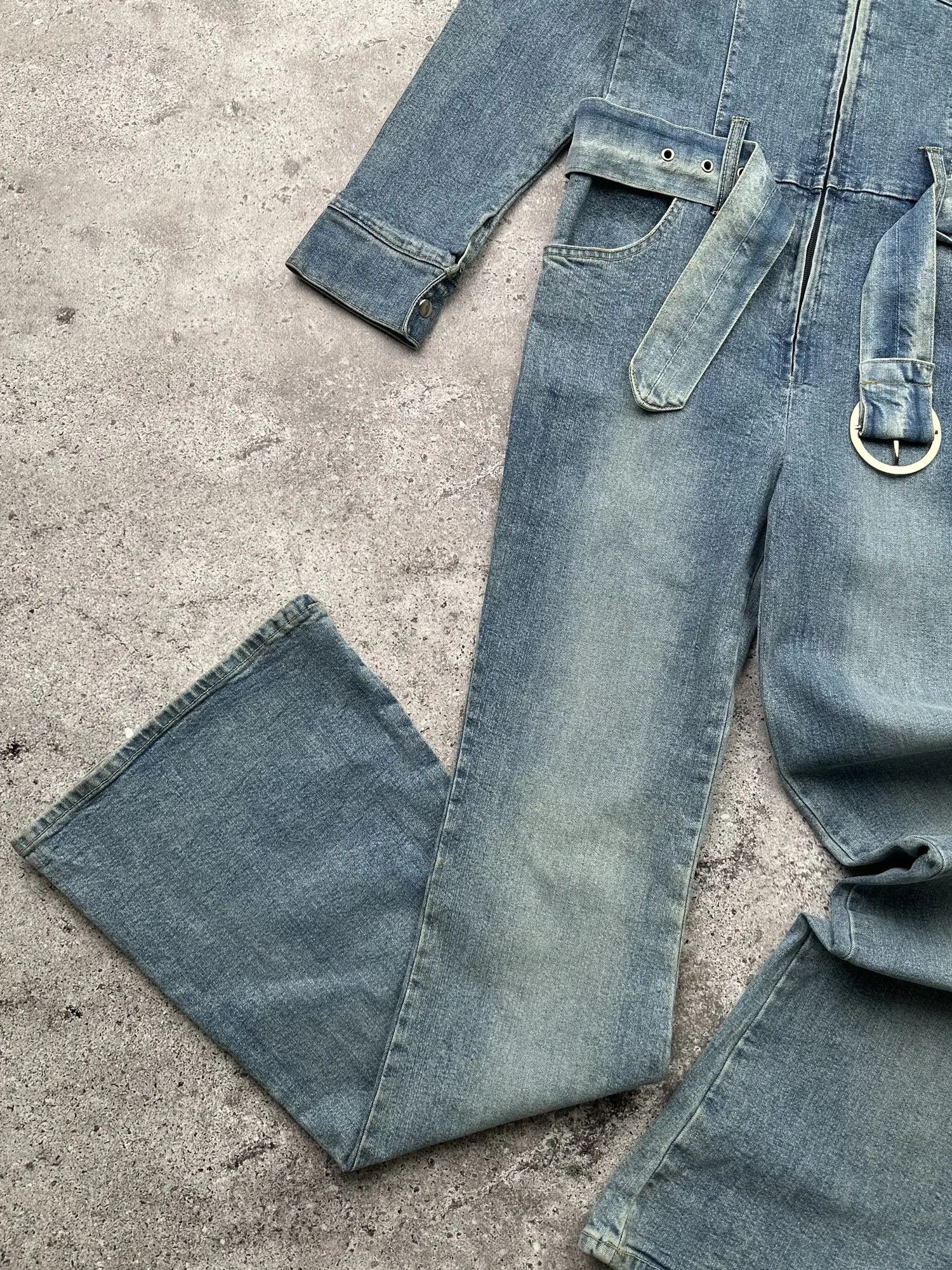 Vintage Vintage Denim Flare Faded Overalls C574(V338) Size 27" / US 4 / IT 40 - 4 Thumbnail