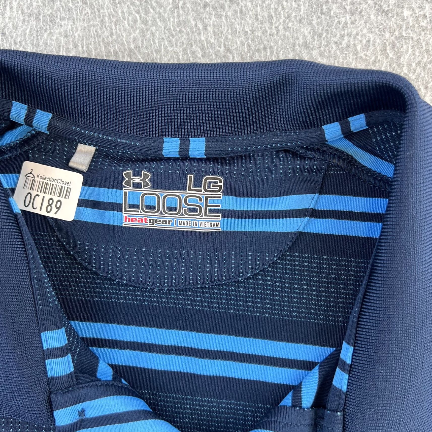 Under Armour Under Armour Shirt Mens Large Blue Striped HeatGear Grand Geneva Golf Polo Size US L / EU 52-54 / 3 - 6 Thumbnail