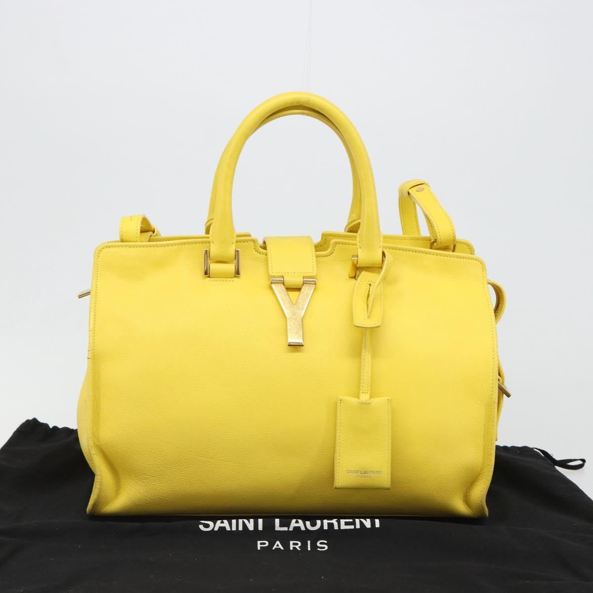 Saint Laurent Paris SAINT LAURENT Baby Cabas Hand Bag Leather 2way Yellow Gold Size ONE SIZE - 12 Thumbnail