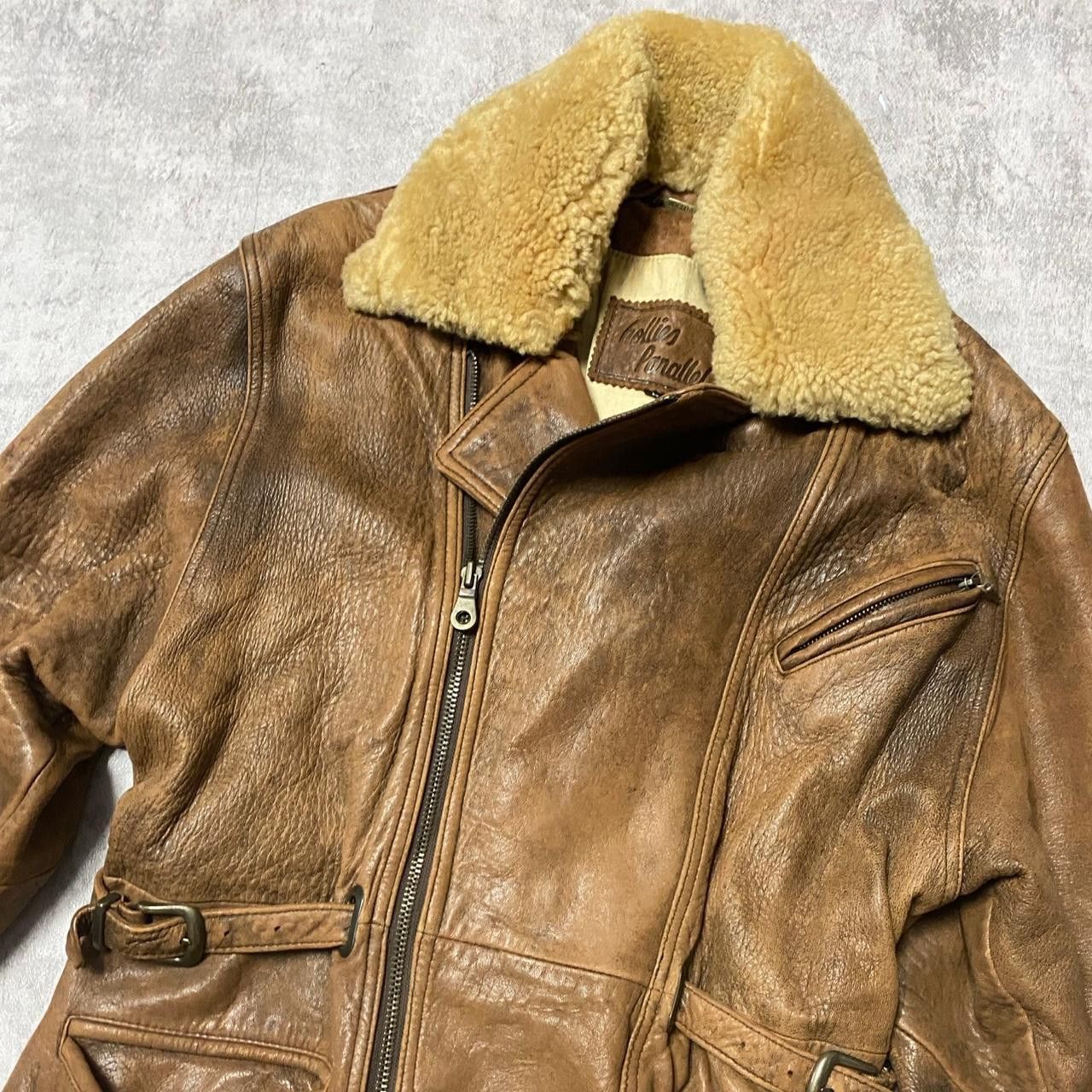 Other Brown leather aviator jacket with fur collar and button Size L / US 10 / IT 46 - 2 Thumbnail