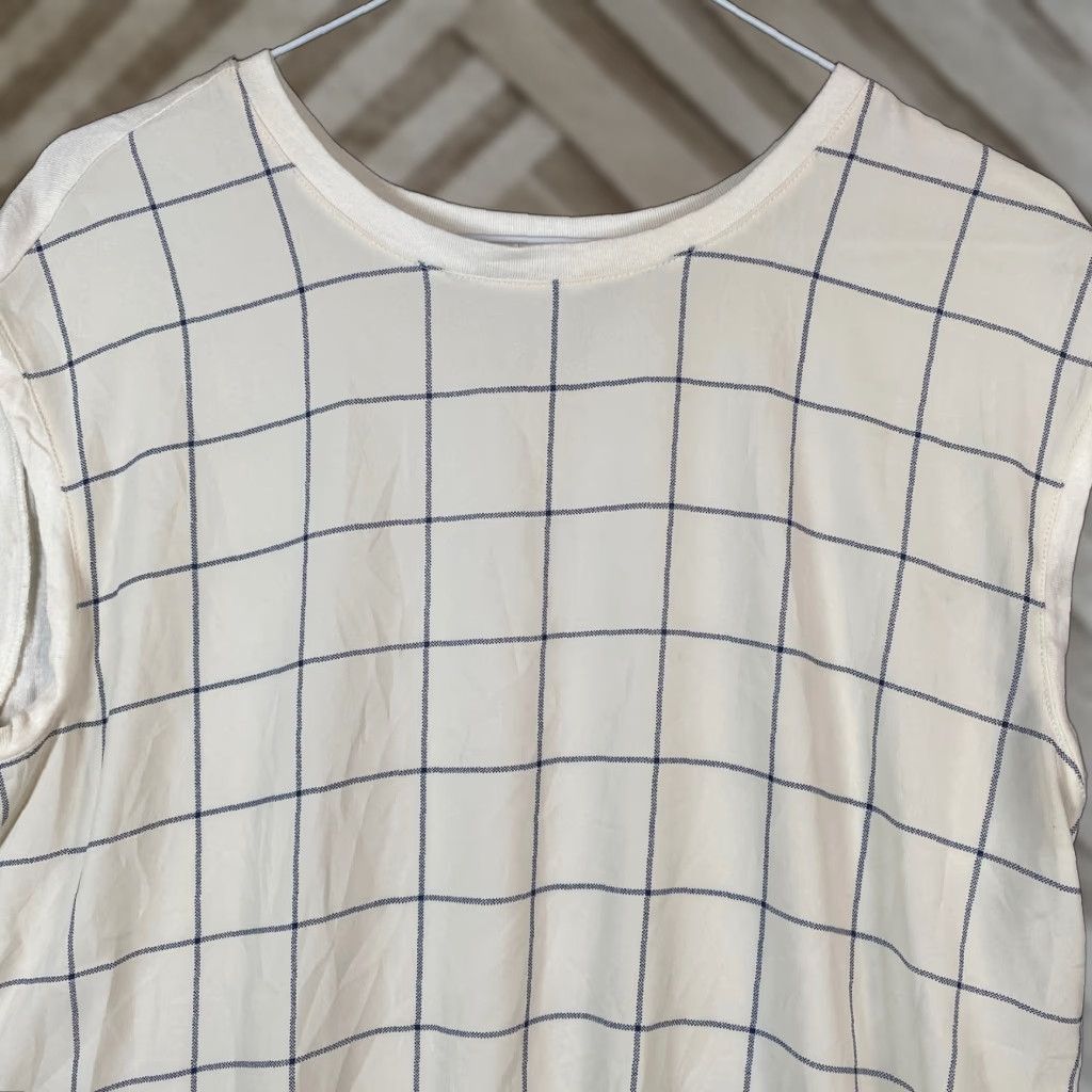 Ann Taylor VINTAGE Ann Taylor LOFT Womens Blouse White Windowpane Sleeveless Stretch Small Size S / US 4 / IT 40 - 1 Thumbnail