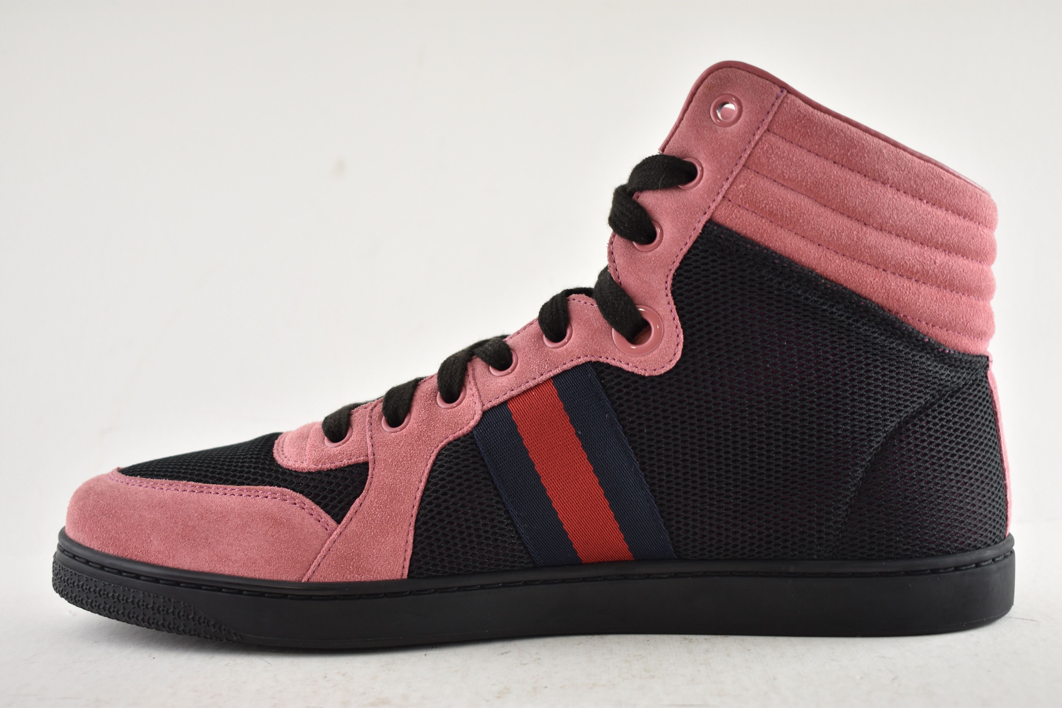 Gucci Gucci Pink Suede GG Logo Flat High Top Sneakers G 9 US 10 Size US 10 / EU 43 - 9 Thumbnail