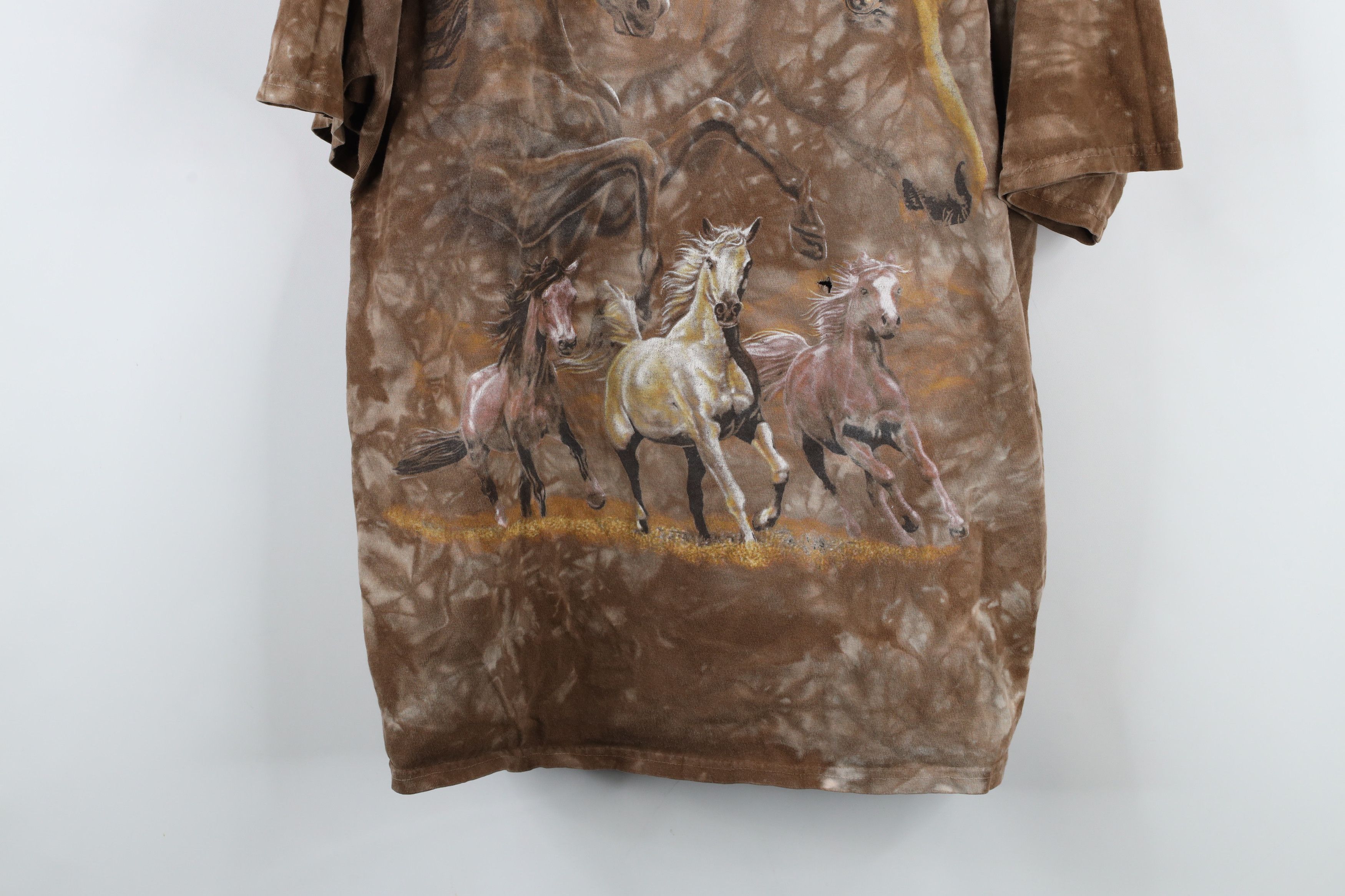 Vintage Vintage 90s Y2K Streetwear Equestrian Wash T-Shirt Brown Size US XL / EU 56 / 4 - 3 Thumbnail