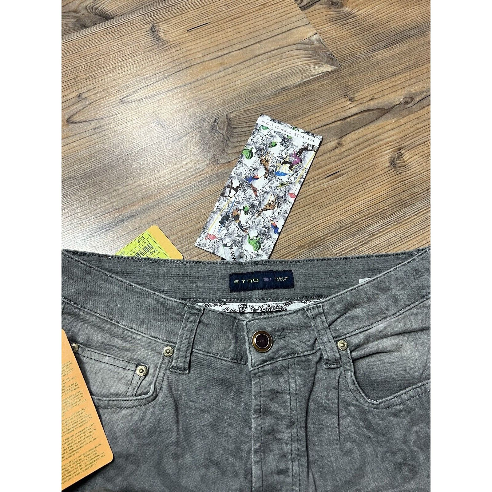 Etro NWT ETRO Paisley Men`s Gray Slim Fit Skinny Jeans Size 31 Size US 31 - 13 Thumbnail