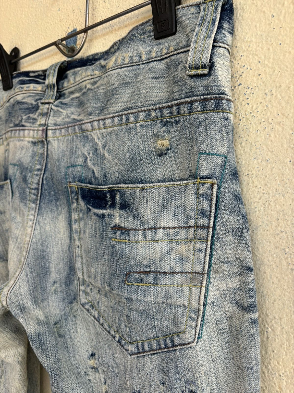 Japanese Brand Mud Wash Ripped Trashed Semi Bootcut Jean Size US 35 - 15 Thumbnail