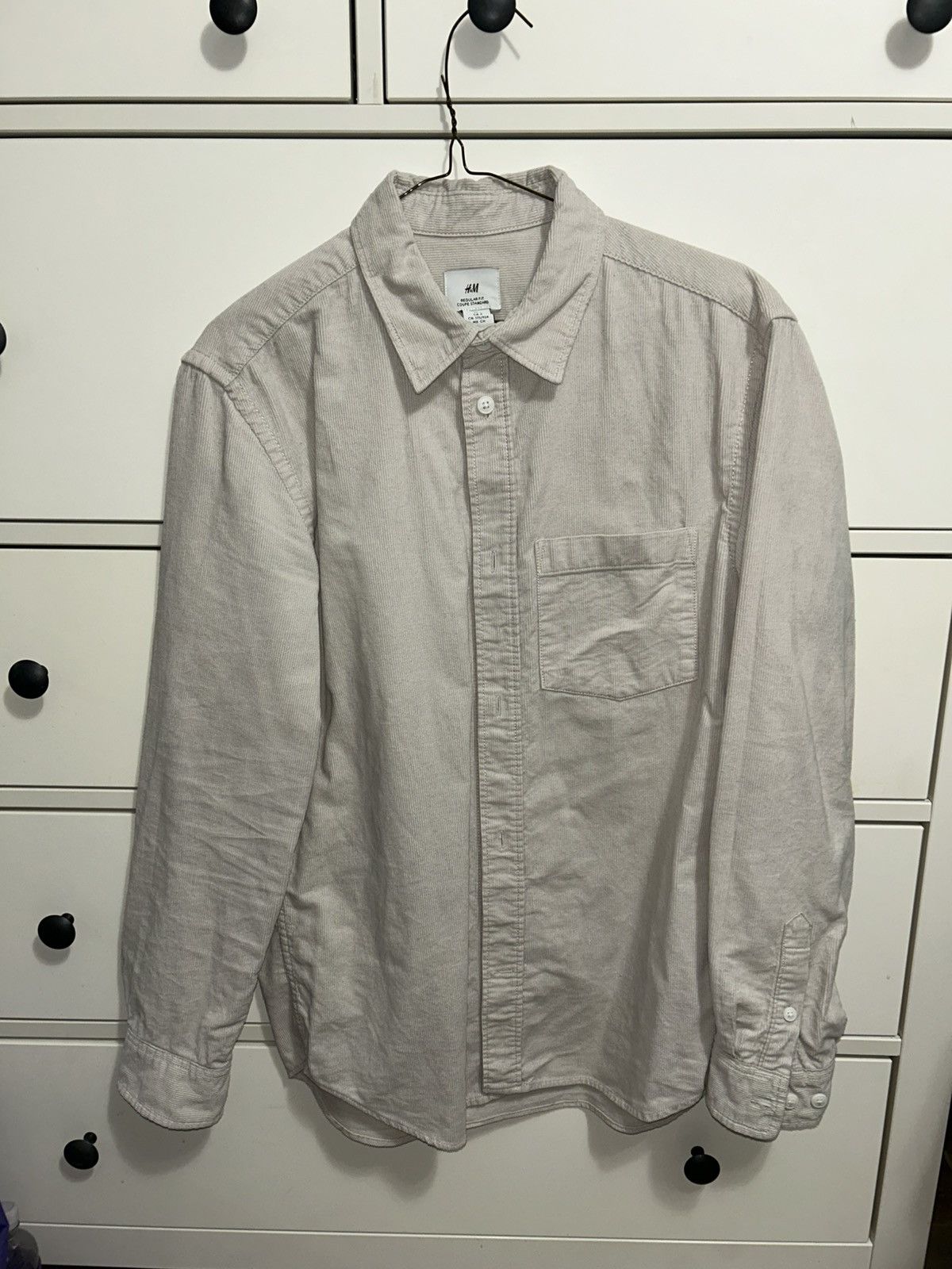 H&M Beige Corduroy H&M Button-Up/Flannel Size US S / EU 44-46 / 1 - 1 Thumbnail
